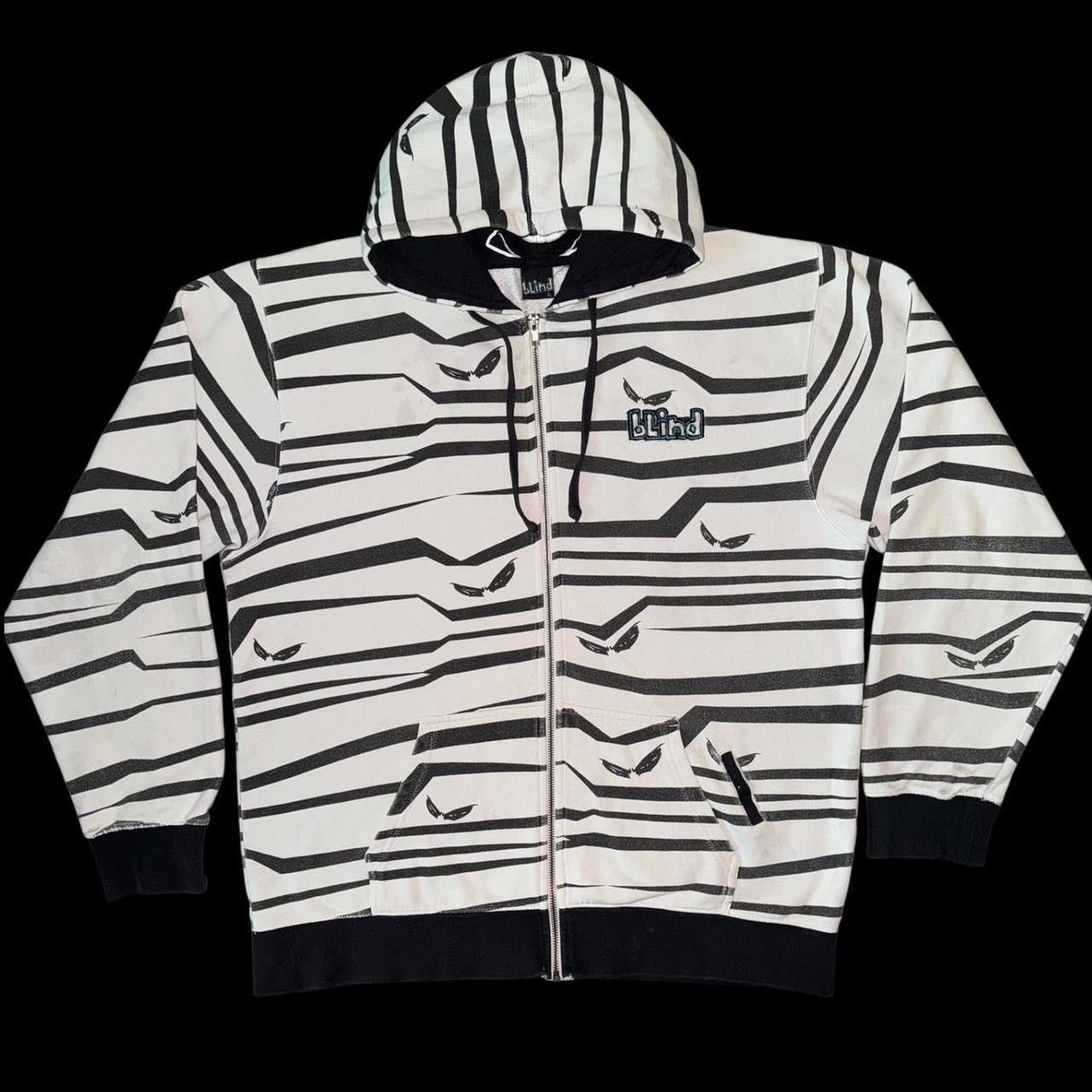 Blind Skateboards Y2K Blind Skateboards Reaper Bats Striped Emo Zip Up Hoodie Size US L / EU 52-54 / 3 - 8 Thumbnail