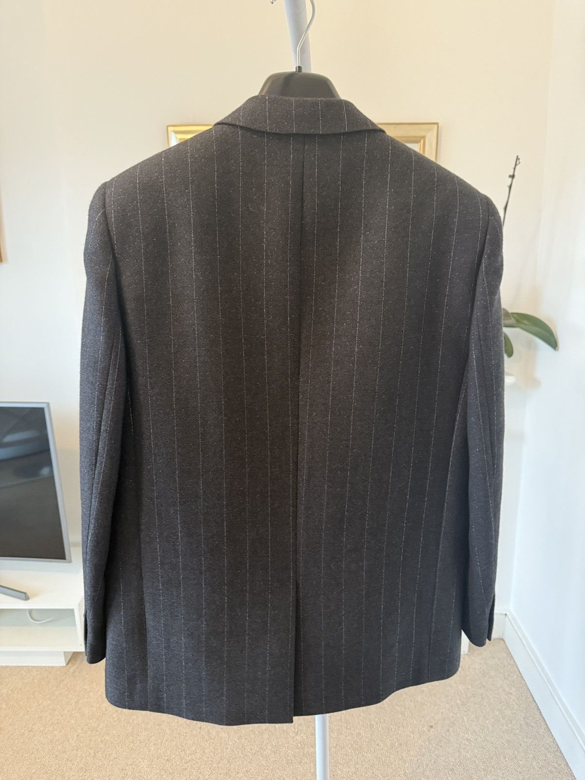 Saint Laurent Paris FW22 Saint Laurent Dark Grey Pinstriped Blazer Jacket Size 54R - 5 Thumbnail