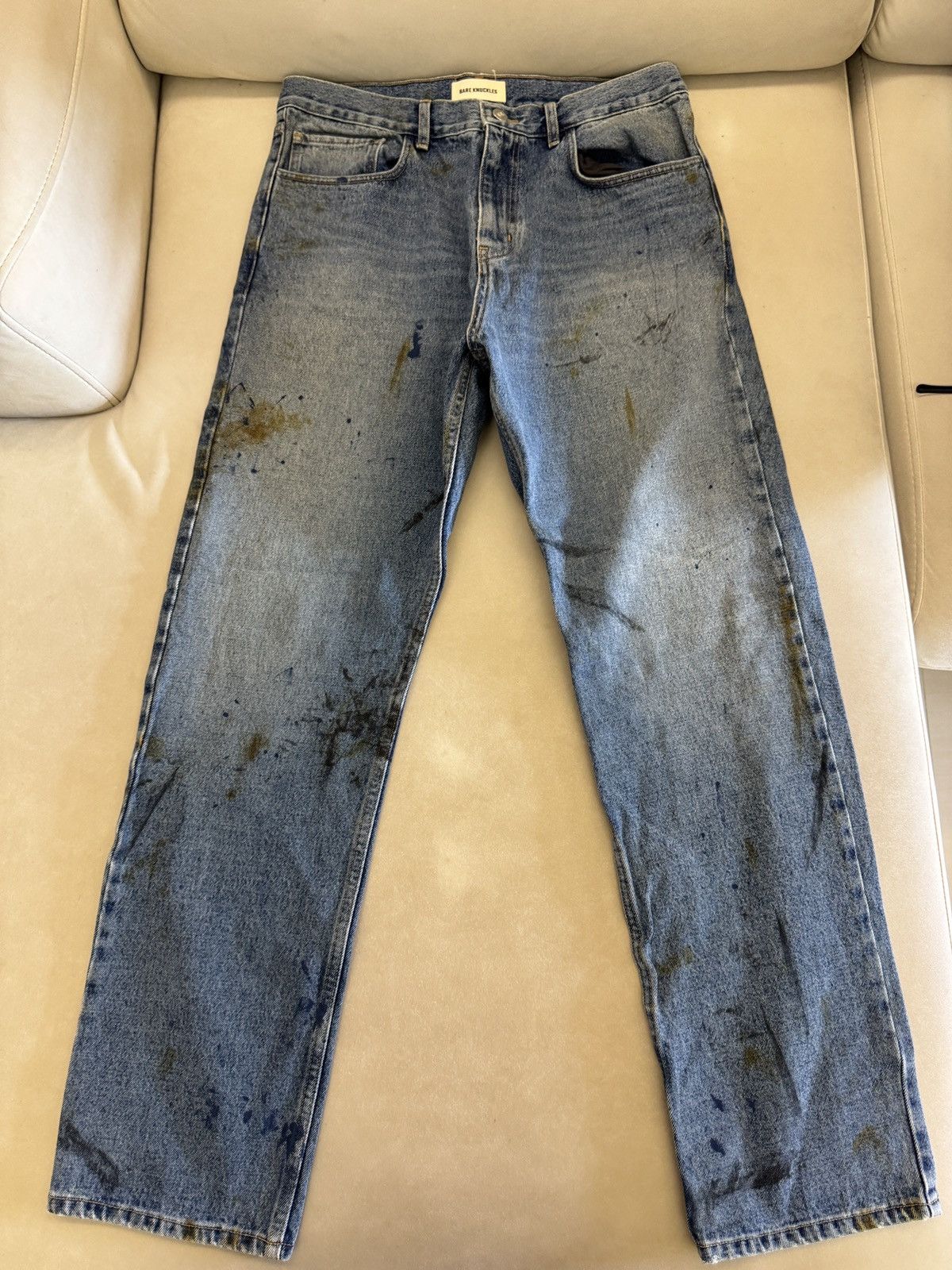 Bare Knuckles Bare Knuckles Paint Splatter Dark Blue Jeans Size US 34 / EU 50 - 1 Thumbnail