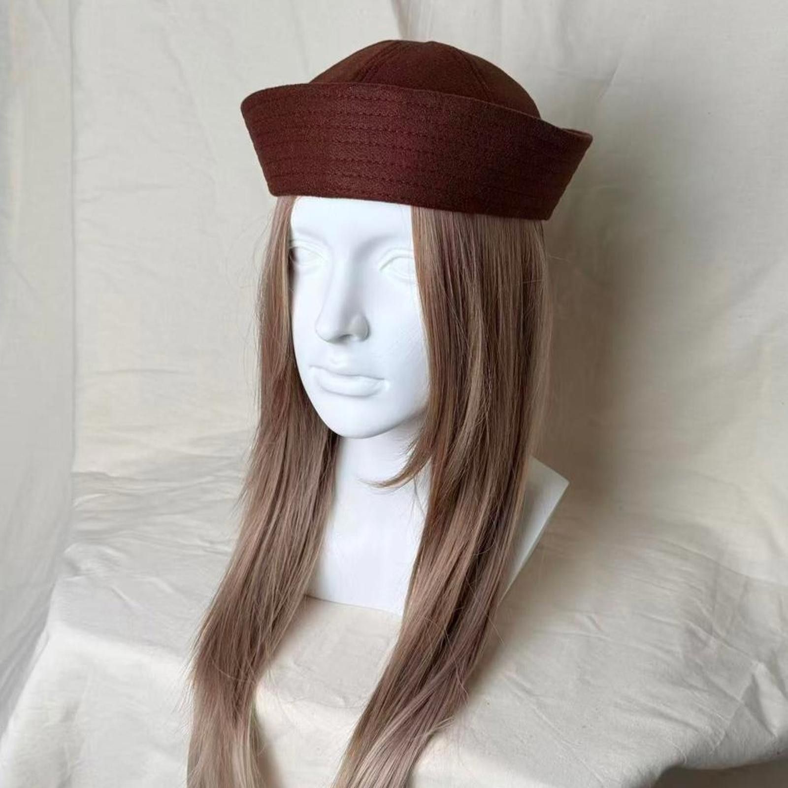 Japanese Brand Brown Wool Eyelet Beret Sailor Hat Y2K French Girl Size ONE SIZE - 1 Thumbnail