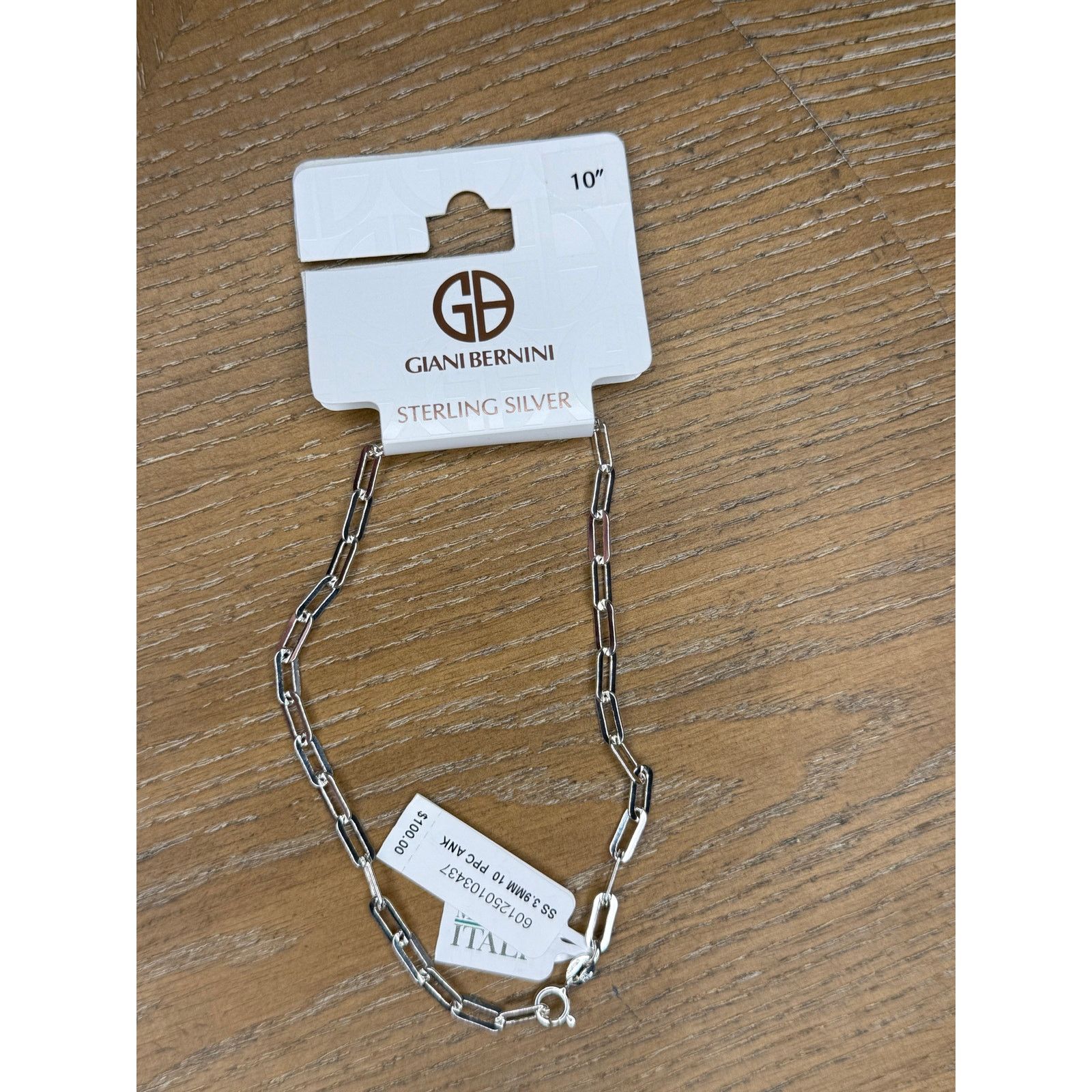 Giani Bernini Giani Bernini Sterling Silver Paperclip Link Anklet 10”Italy Size ONE SIZE - 4 Thumbnail