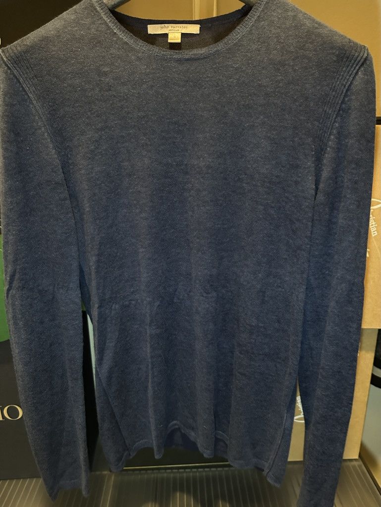 image of John Varvatos Silk/cashmere Pete Crew Neck Sweater in Blue/Navy, Men's (Size Small)