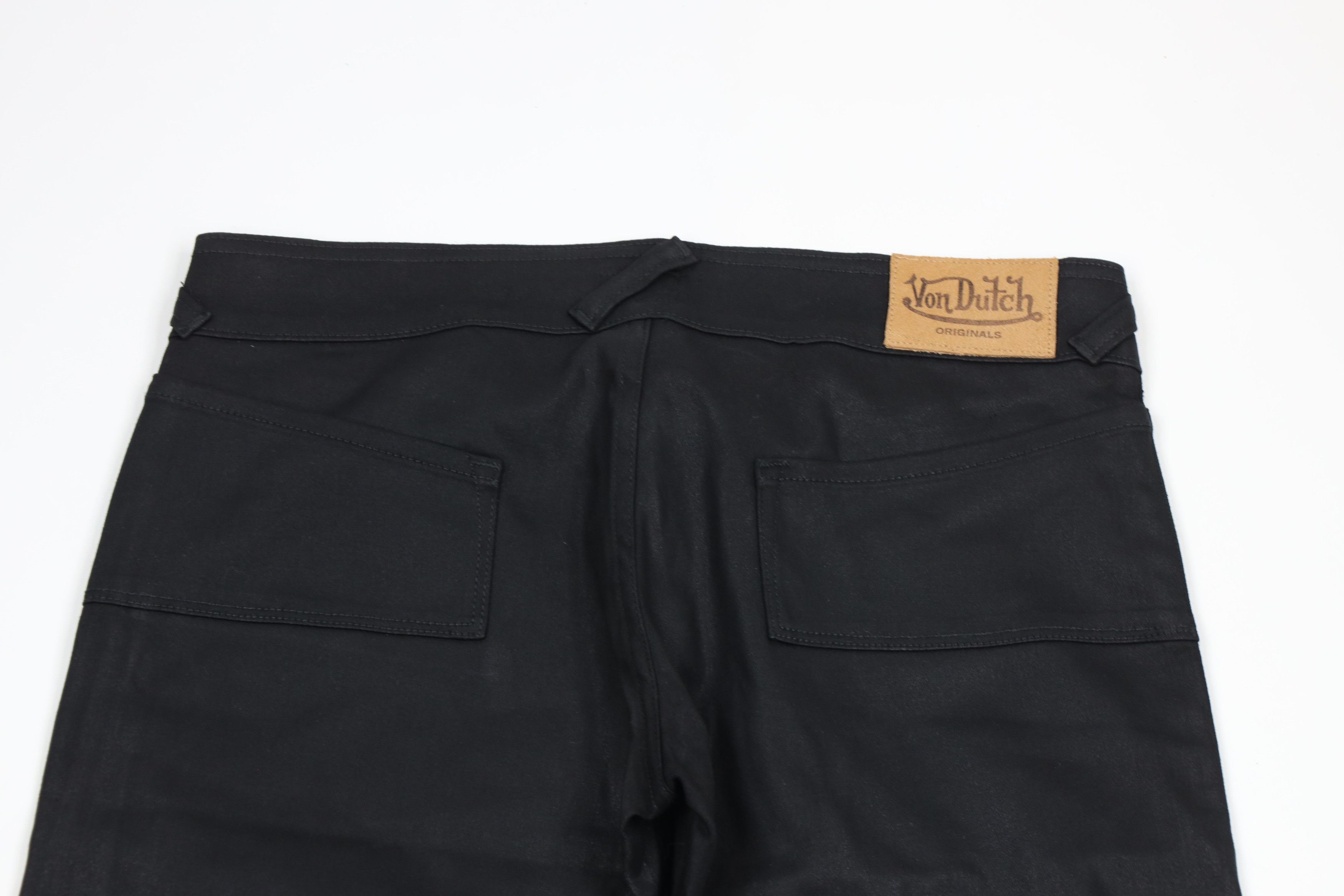 Vintage × Von Dutch Deadstock Vintage Y2K Von Dutch Wide Leg Flared Jeans Black Size 31" - 8 Thumbnail