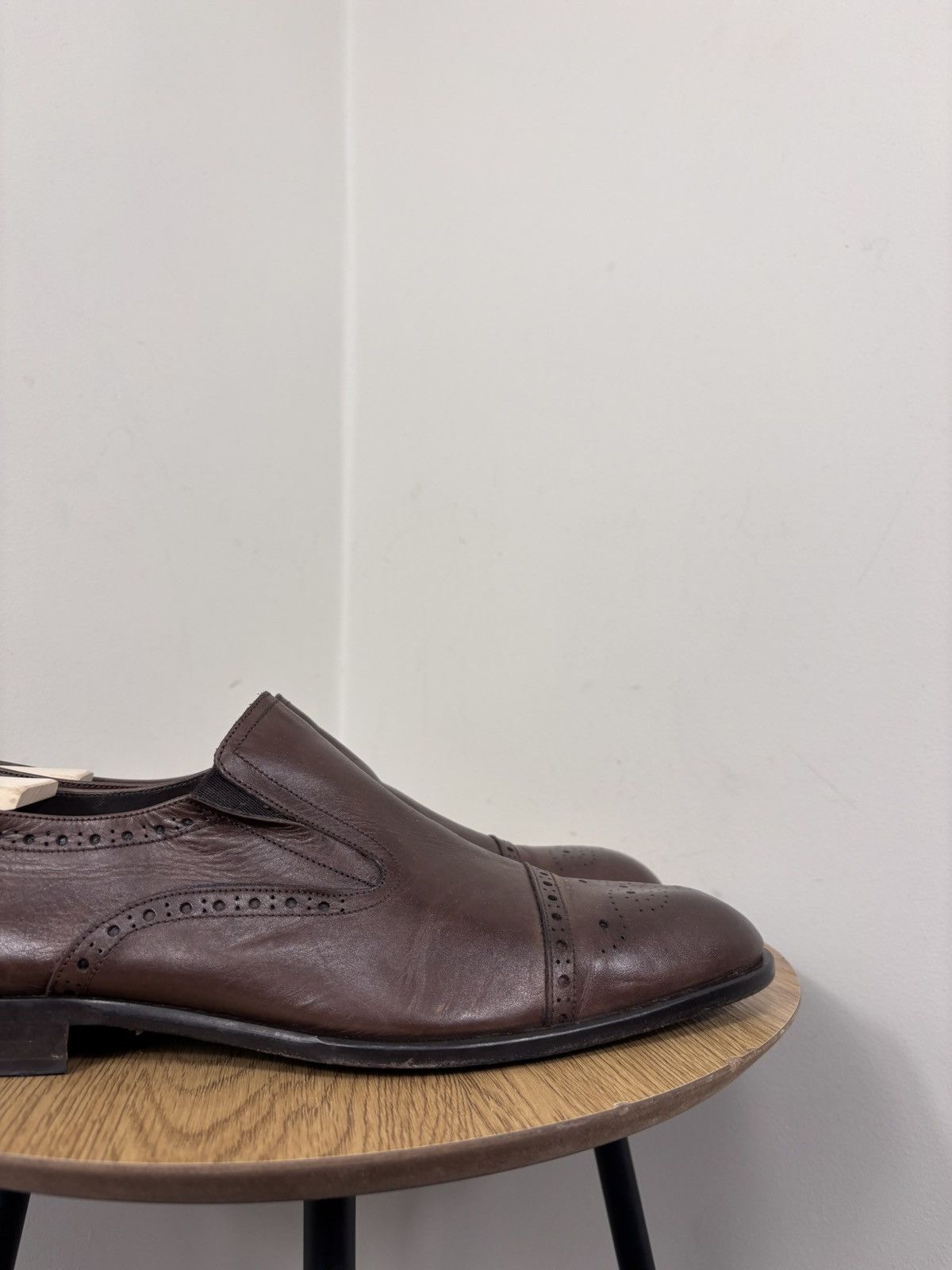 Baldinini Baldinini Men’s Brown Leather Cap Toe Slip On Dress Shoes Size US 12 / EU 45 - 5 Thumbnail