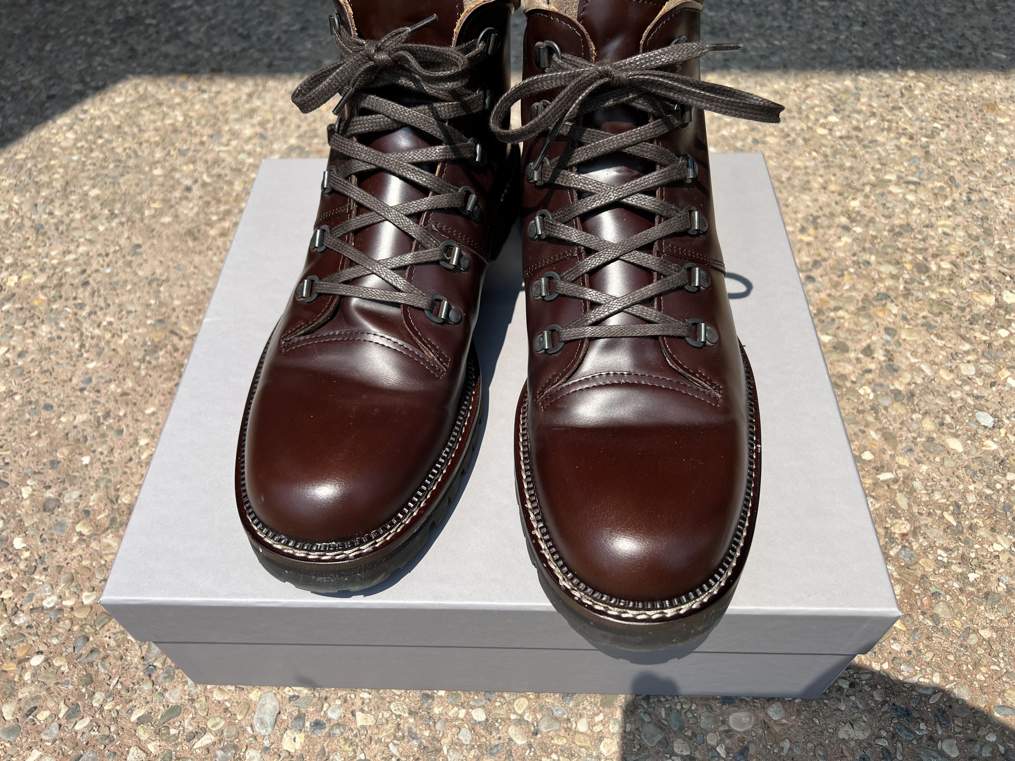 Mr P. MR P. Jacques Suede-Trimmed Glossed-Leather Boots Size US 13 / EU 46 - 2 Thumbnail