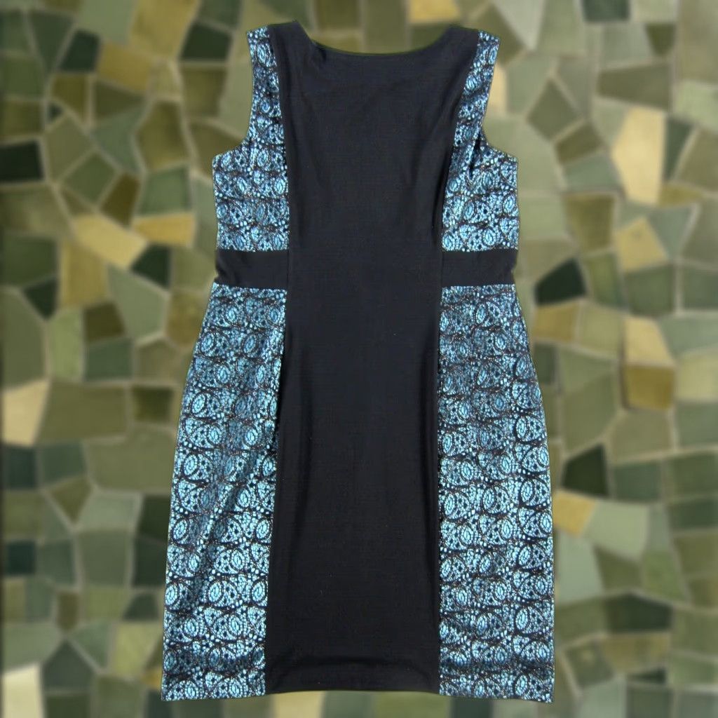 Cynthia Rowley Black Green Lace Stretch Sleeveless Sheath Tank Dress 14