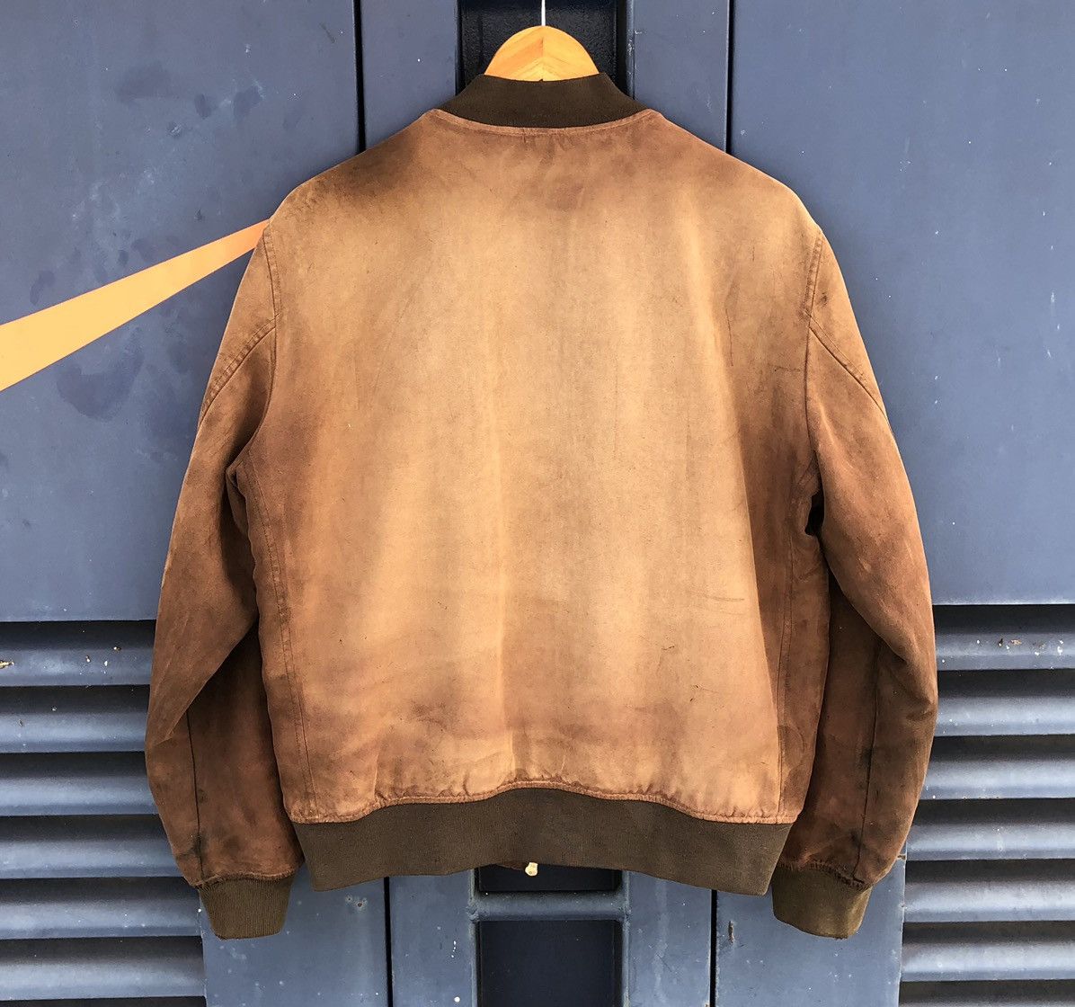 Vintage Vintage Sun Faded Suede Bomber Jacket by Uniqlo Size US L / EU 52-54 / 3 - 4 Thumbnail