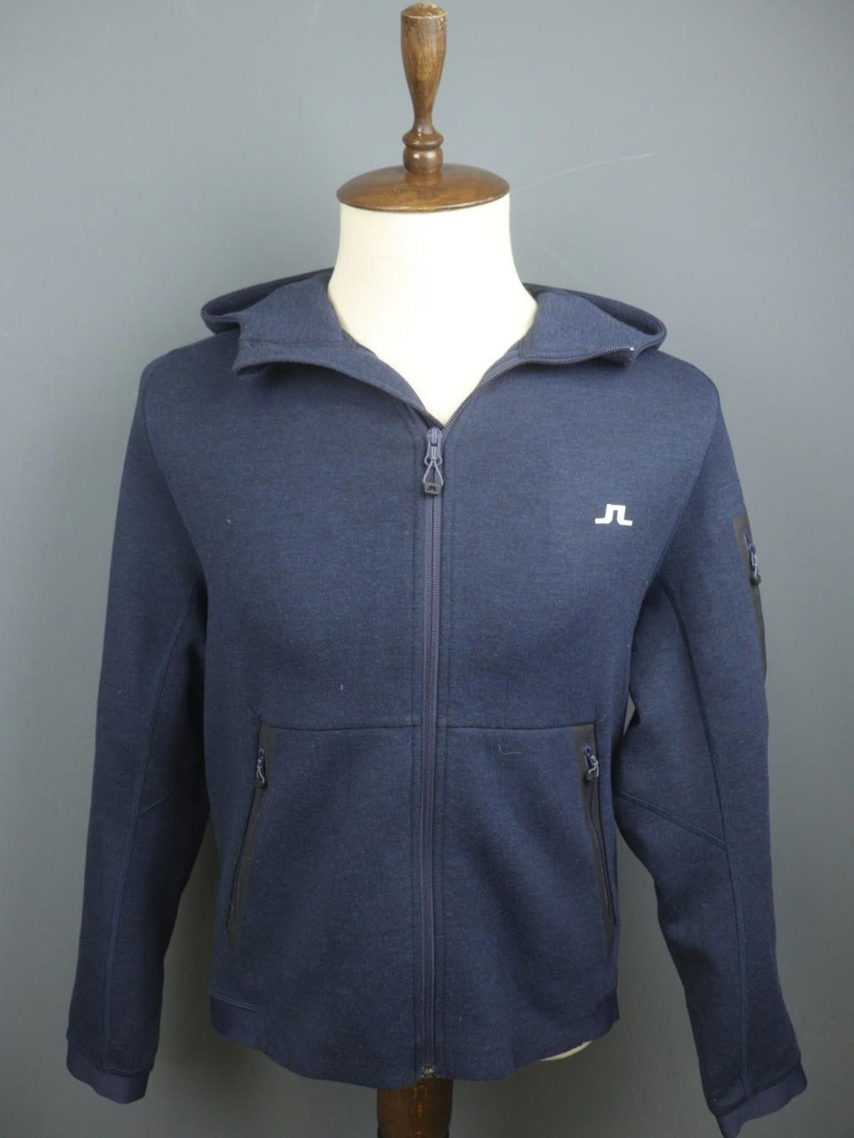 J.Lindeberg J.Lindeberg Navy Zip Pocket Athletic Hooded Jacket Size L Size L / US 10 / IT 46 - 1 Thumbnail