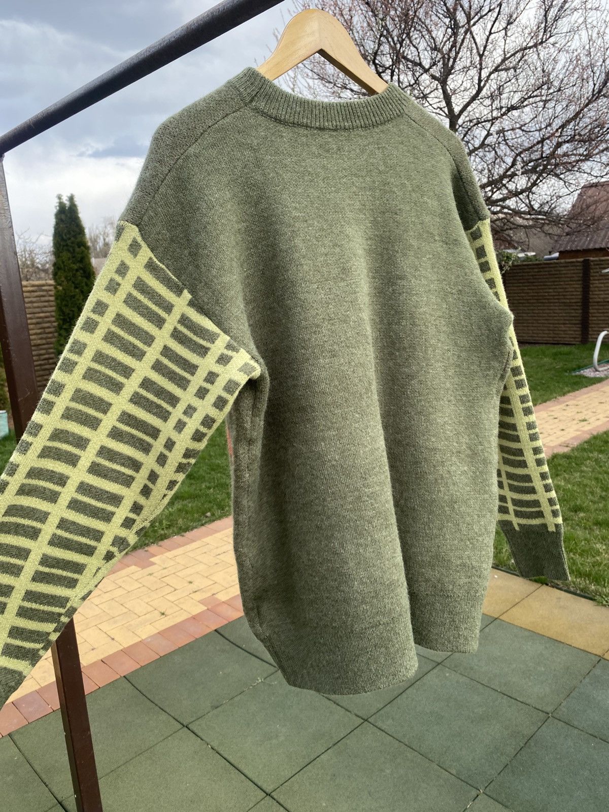 Vintage Green graphic knit sweater angel print, oversized pullover Size US L / EU 52-54 / 3 - 8 Thumbnail
