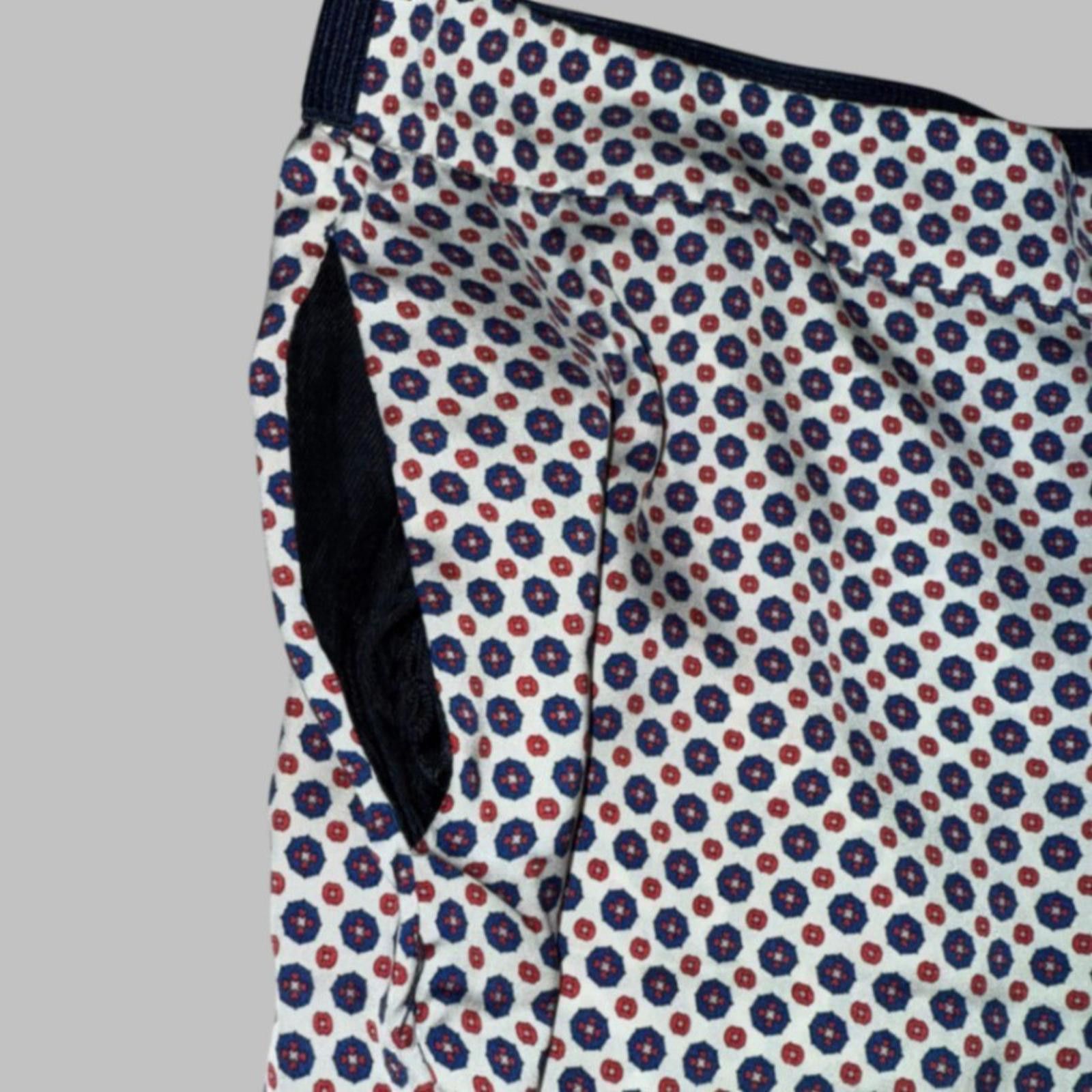 Zara Zara Basic Women Navy Red Geometric Tile Print Wide Leg S Size 26" / US 2 / IT 38 - 6 Thumbnail