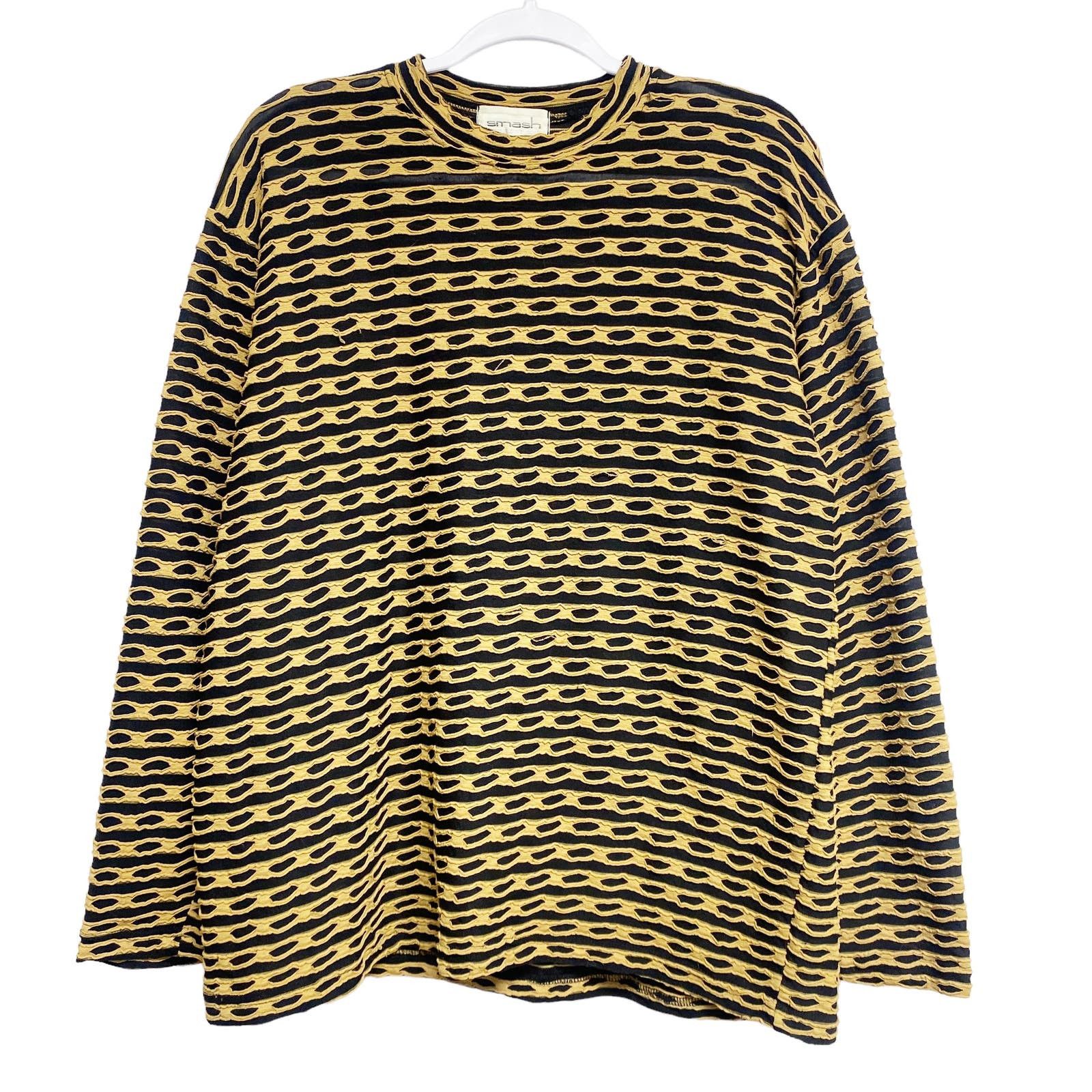 image of Vintage Smash Mens Size XL Mockneck Y2K Long Sleeve Shirt in Black