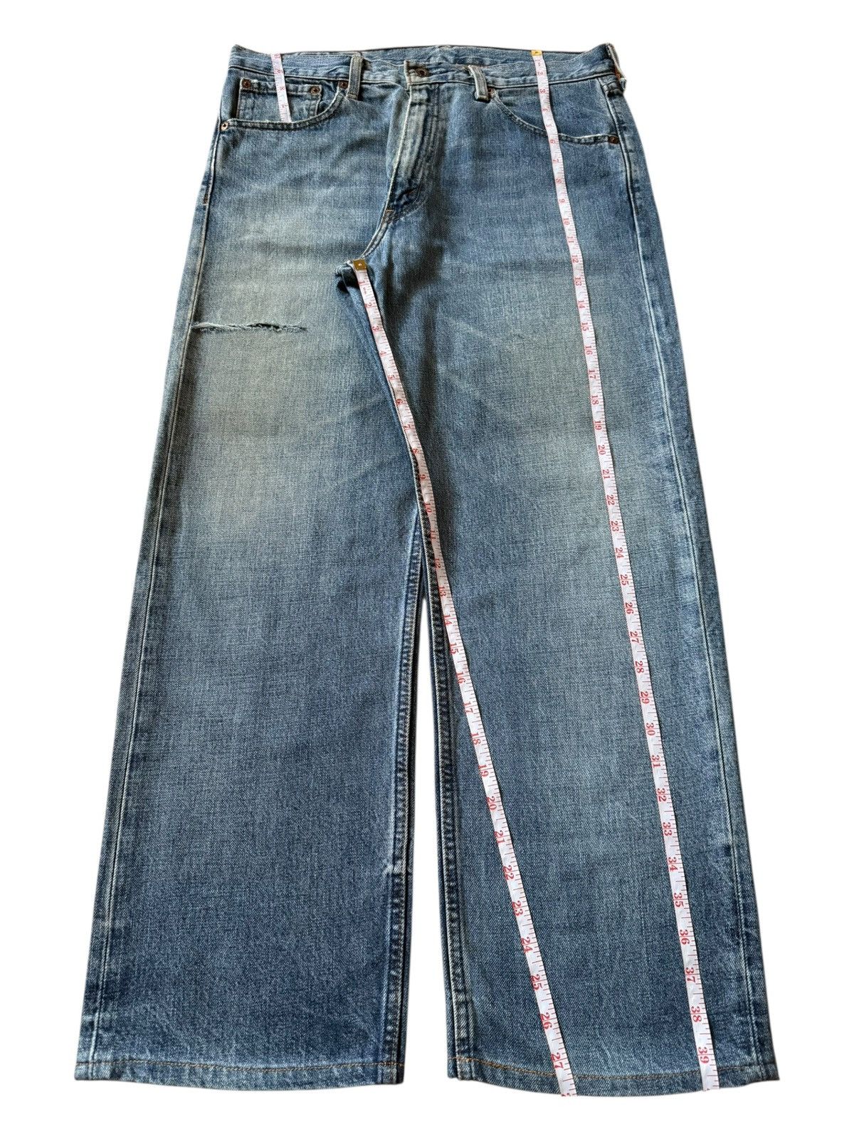 Levi's Vintage 90s Levis 503 Blue Wash Distress Baggy Jeans Size US 33 - 7 Thumbnail