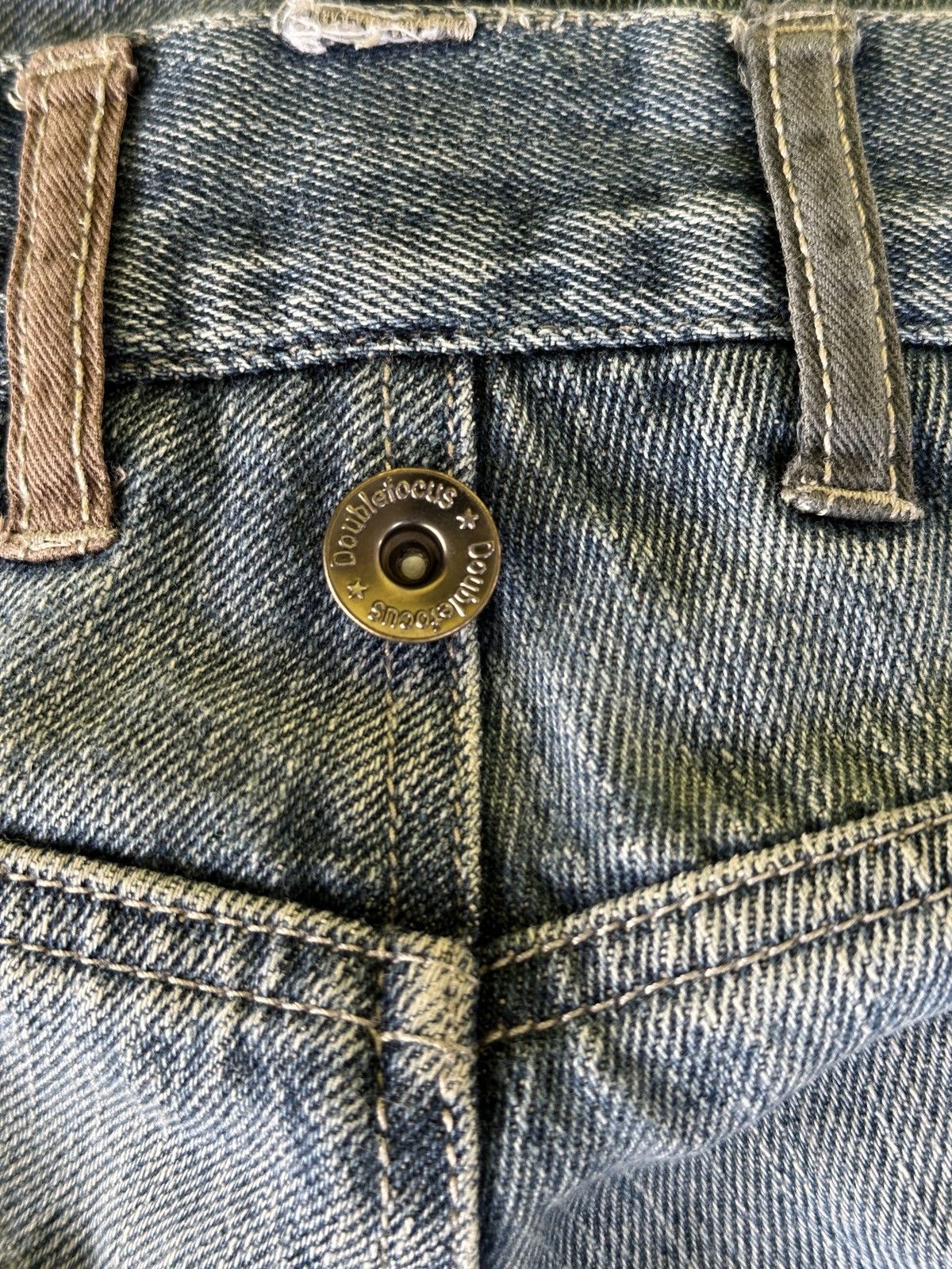 Kapital Distress Double Waist Double Focus Light Blue HoneyComb Size US 32 / EU 48 - 13 Thumbnail