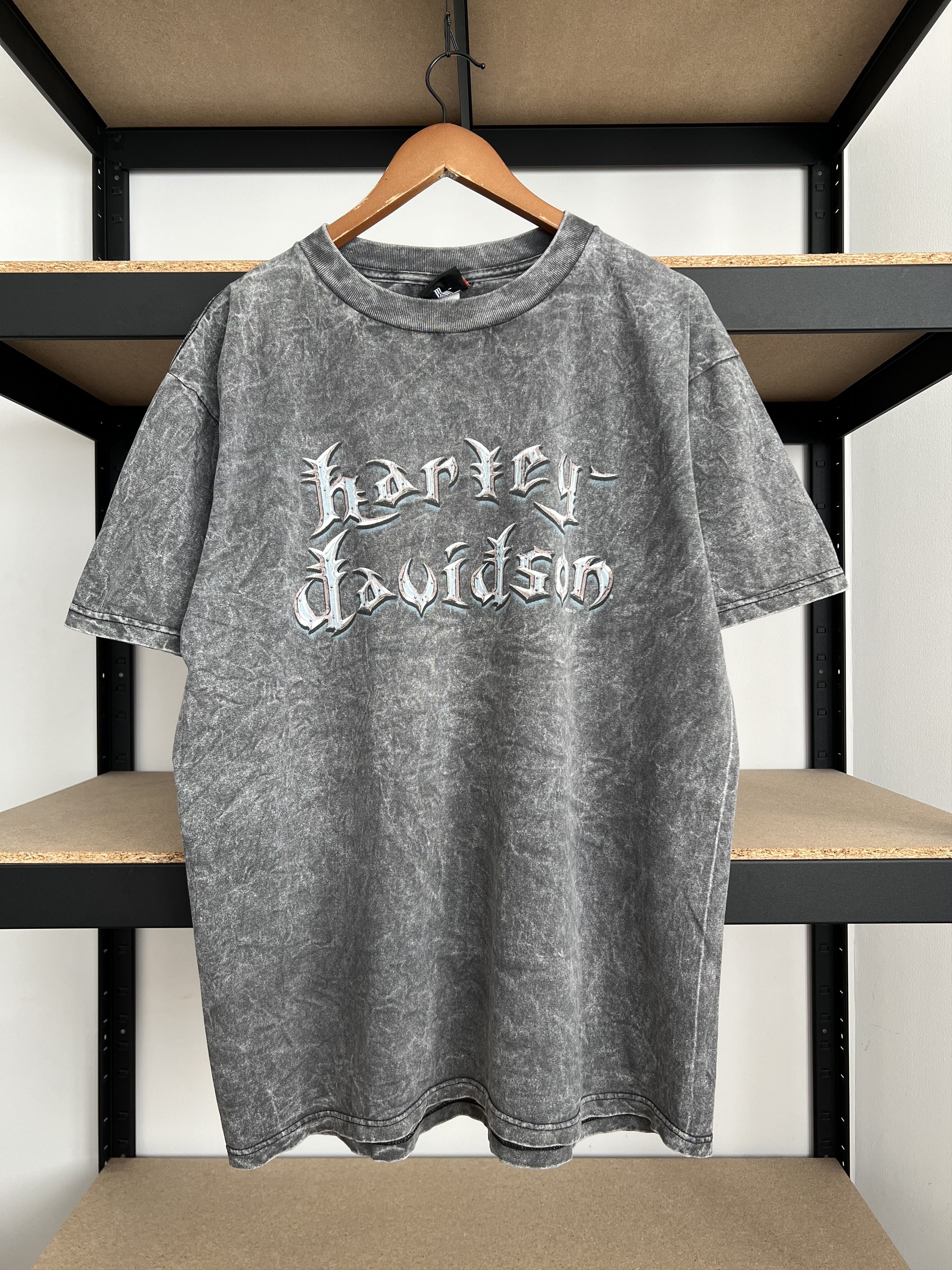 Vintage 2003 Harley Davidson Eagle Acid Wash Gray T-shirt
