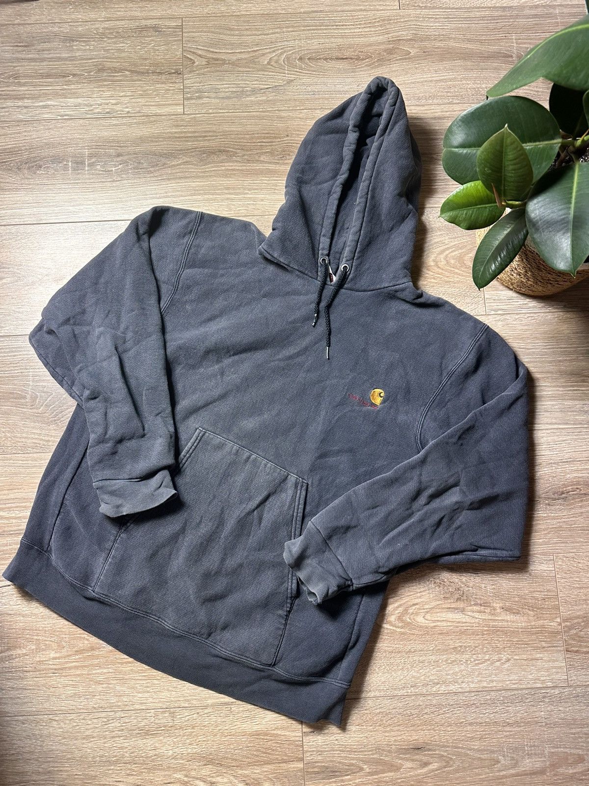 Carhartt × Vintage Vintage Faded Carhartt Script Logo Hooded Sweatshirt Size US L / EU 52-54 / 3 - 1 Thumbnail