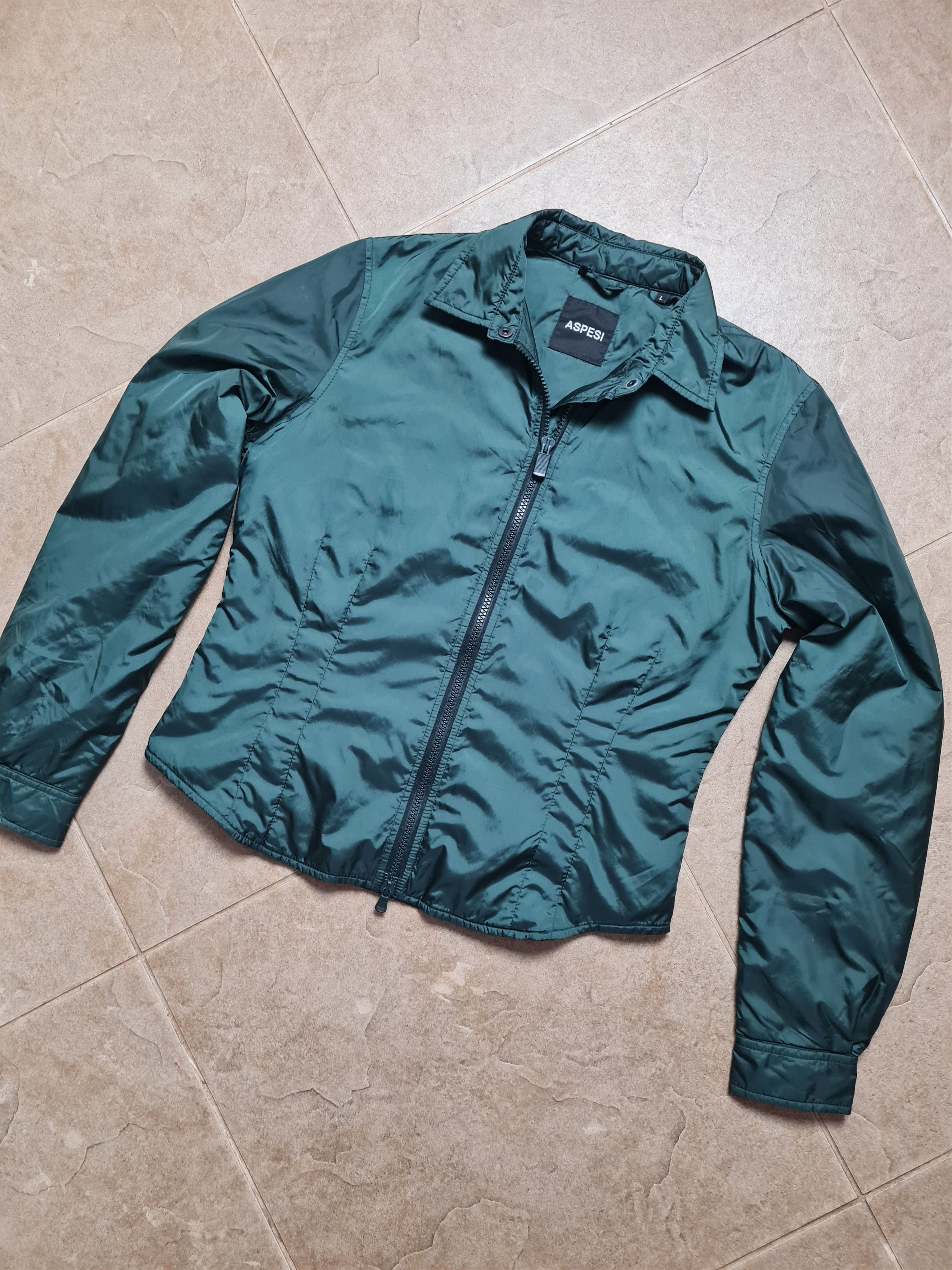 Aspesi ASPESI Women's Dark Green Nylon Jacket Full Zip Windbreaker Size L / US 10 / IT 46 - 1 Thumbnail
