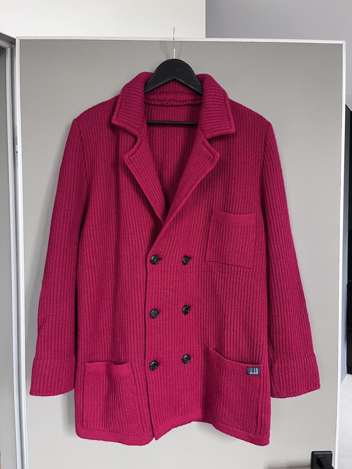 dunhill Heavy knitted Marine Double Breasted Blazer Sweater