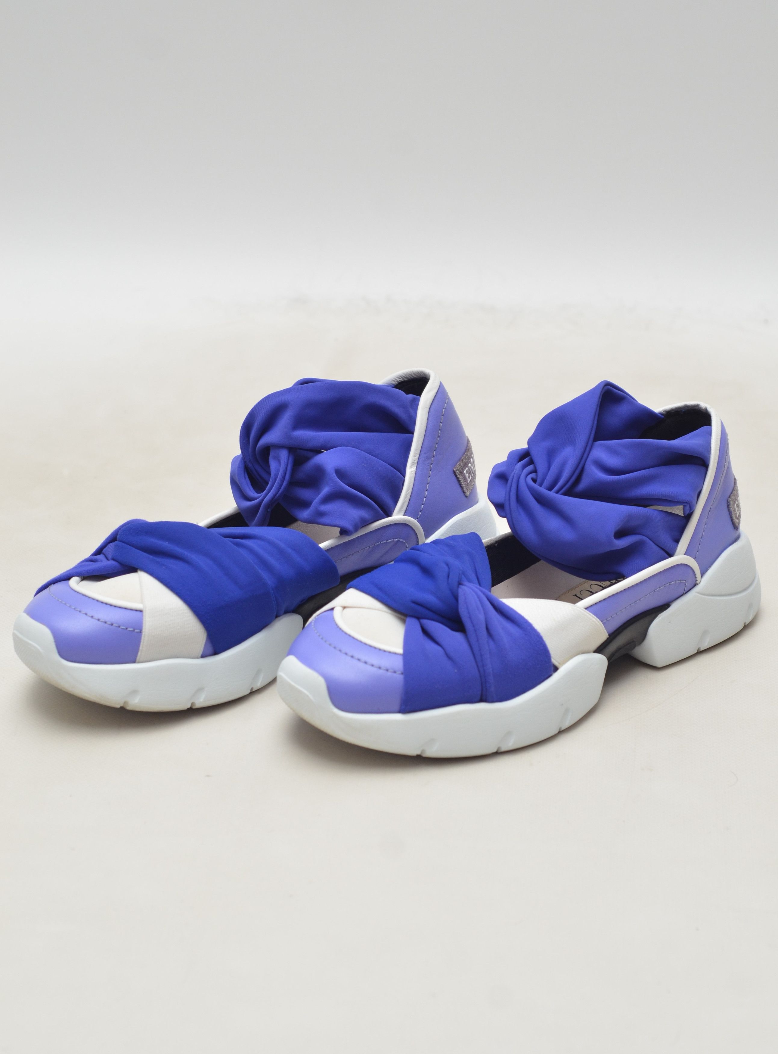 image of Emilio Pucci Luxury City Up Ruffle Slip On Sneakers Italy in Blue, Women's (Size 8)