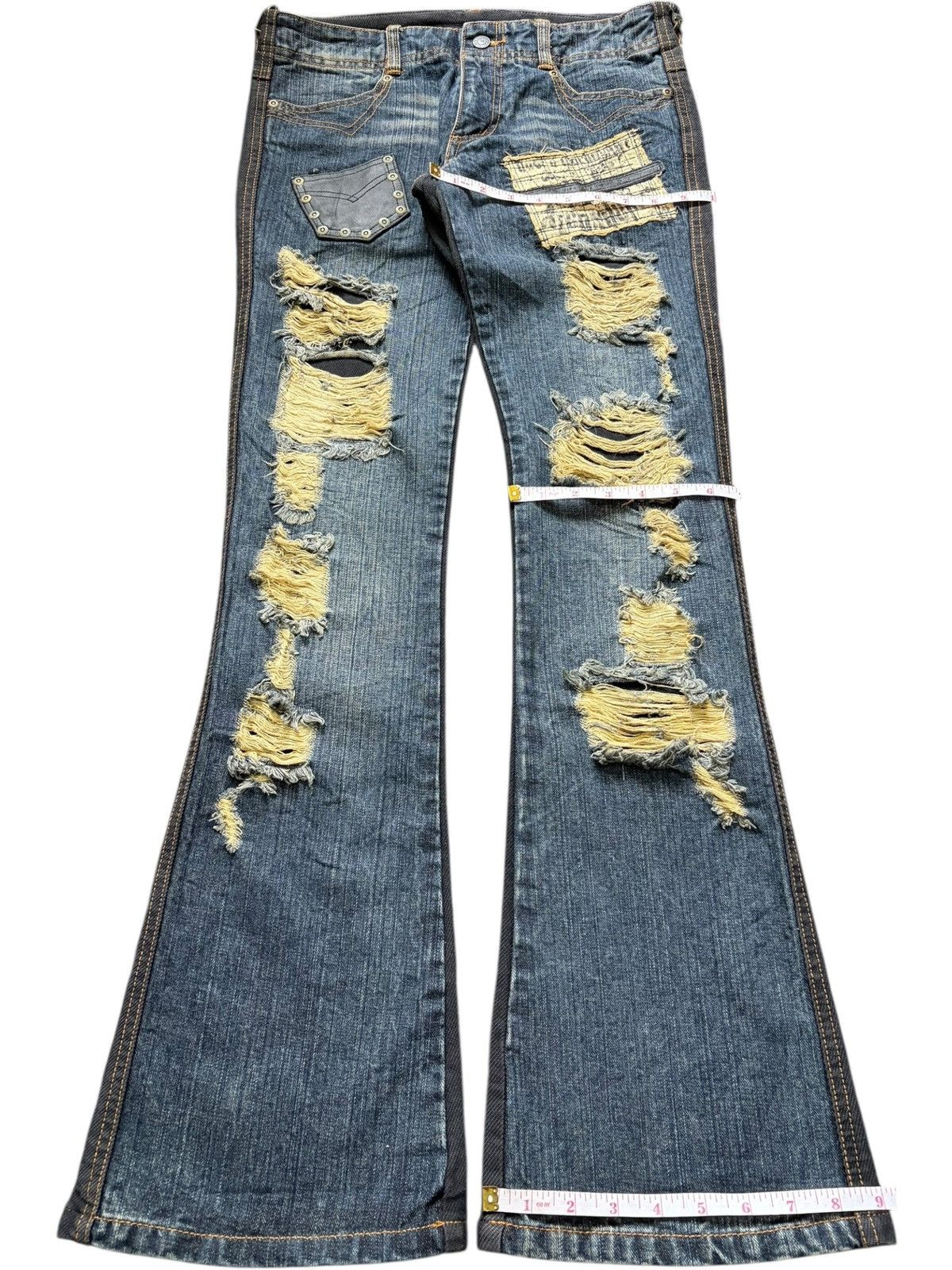 If Six Was Nine Vintage Japanese Brand Rusty Wash Hybrid Distress Flare Jean Size 30" / US 8 / IT 44 - 9 Thumbnail