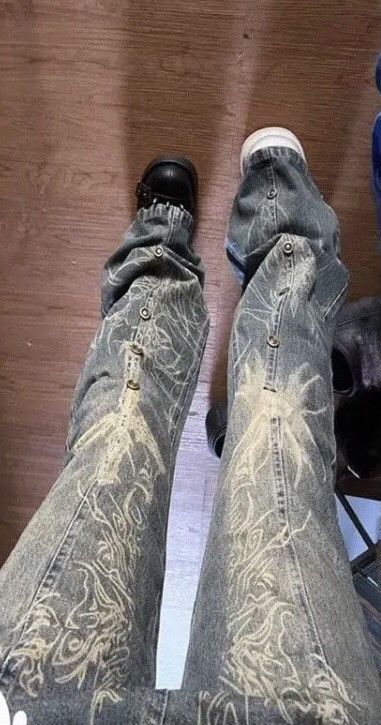 Japanese Brand × Vintage japanese denim w crazy print Size US 29 - 2 Thumbnail