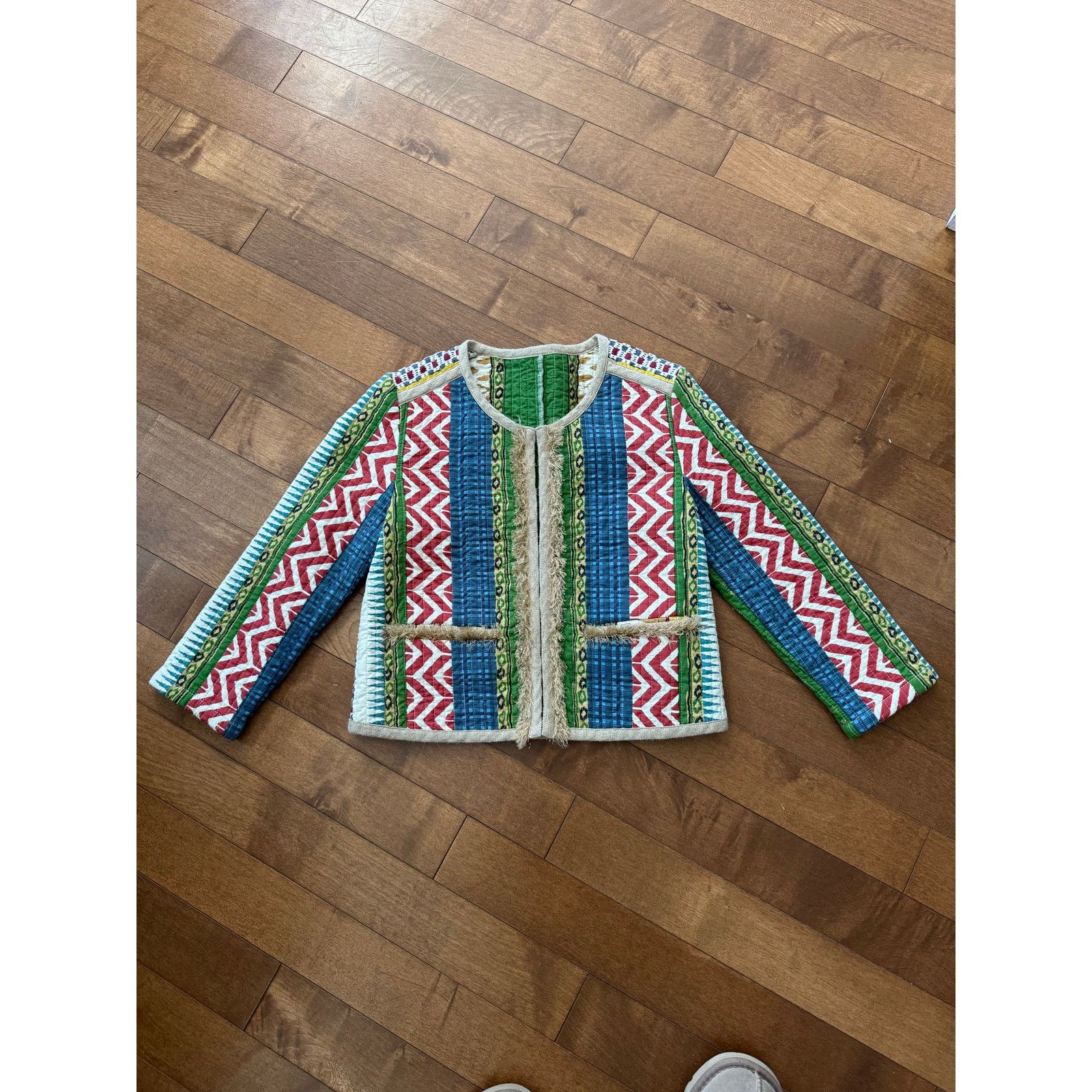 Other Cropped Boho chic quilted colorful fringed jacket x small Size XS / US 0-2 / IT 36-38 - 20 Thumbnail