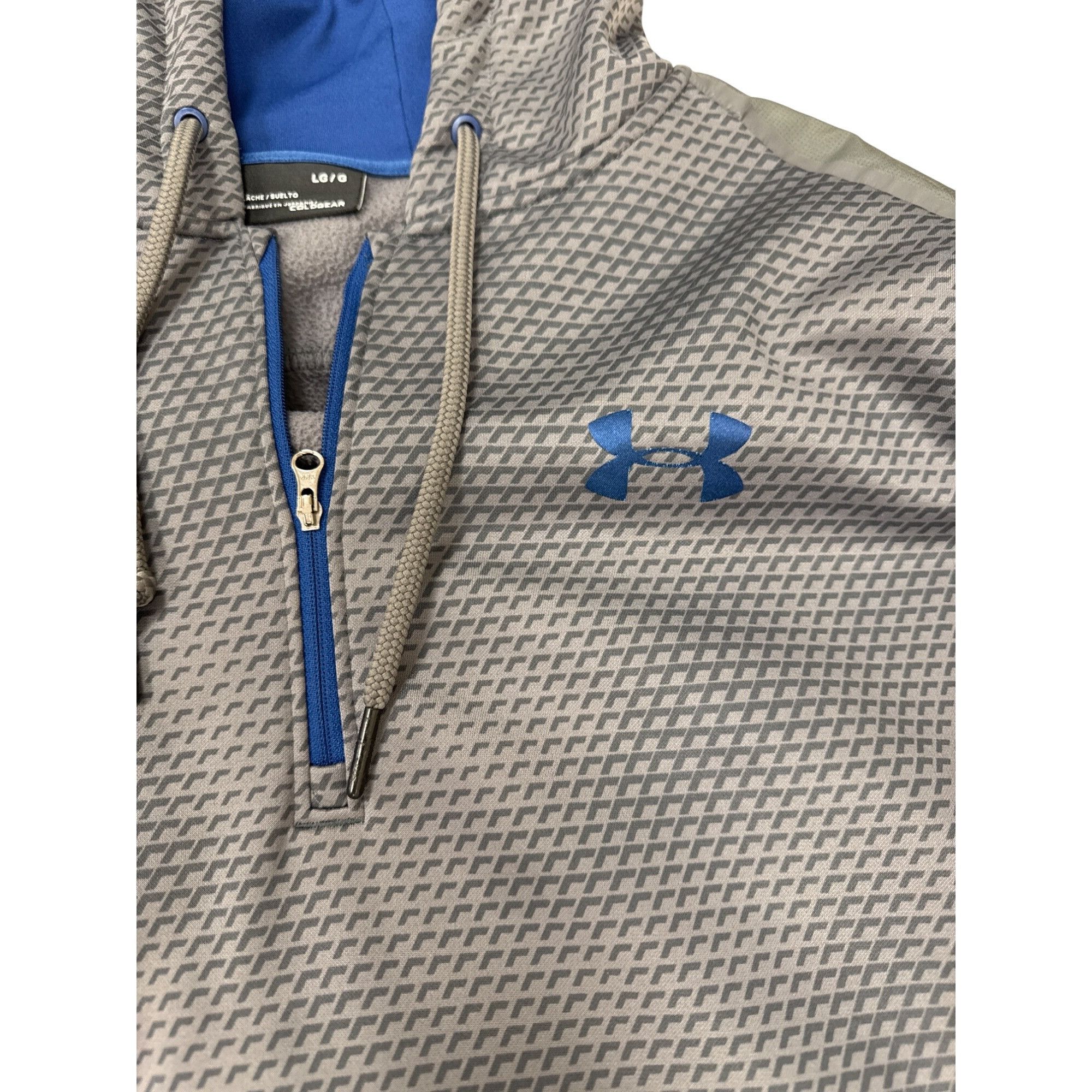 Under Armour Under Armour Mens Gray blue ColdGear Large Hoodie sweater si Size US L / EU 52-54 / 3 - 3 Thumbnail