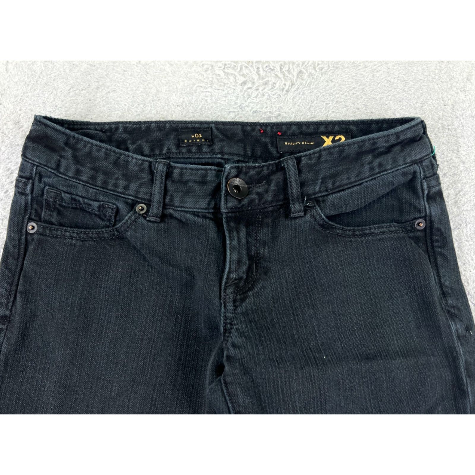 Express Express Jeans Womens 0 Black Denim Skinny 26x30 Low Rise 5-Pocket Cotton Blend Embroidered Western Womens Size 25" / US 0 / IT 36 - 4 Thumbnail