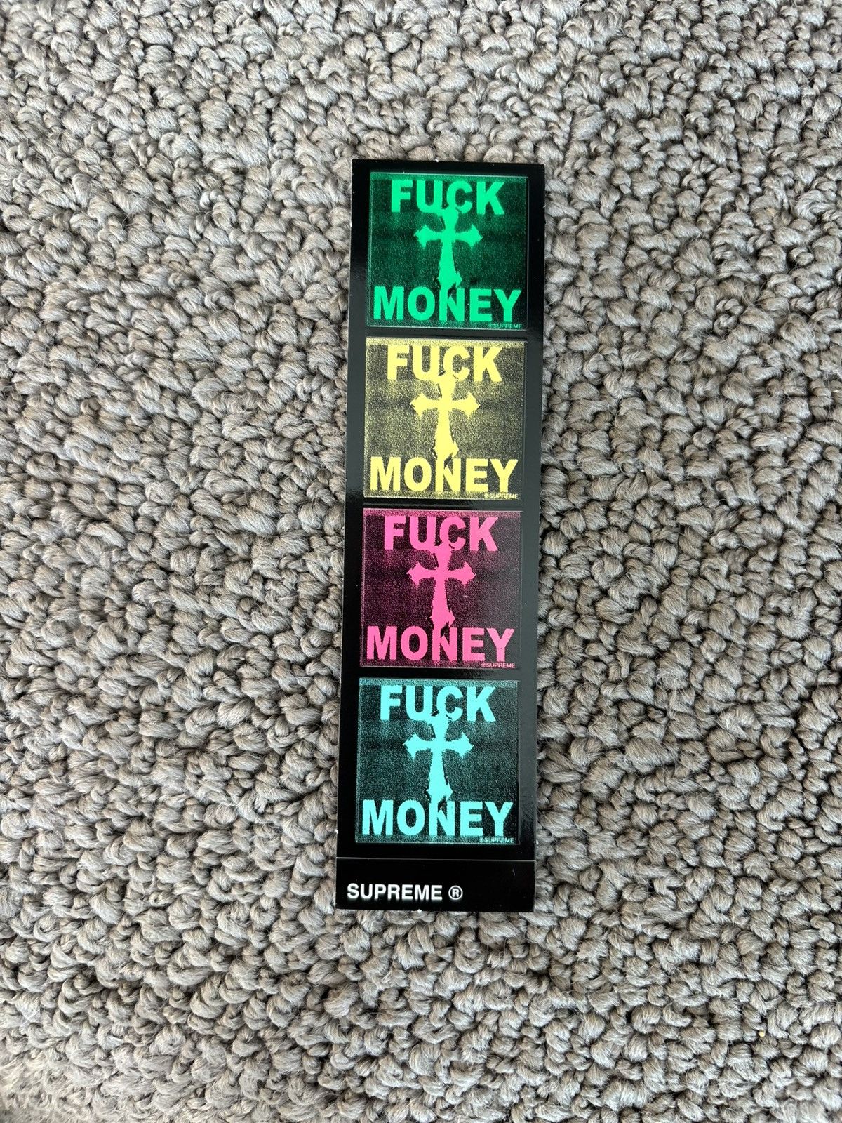 Other Supreme FUCK MONEY Crucifix 4-Sticker Strip Set NEW Size ONE SIZE - 1 Preview