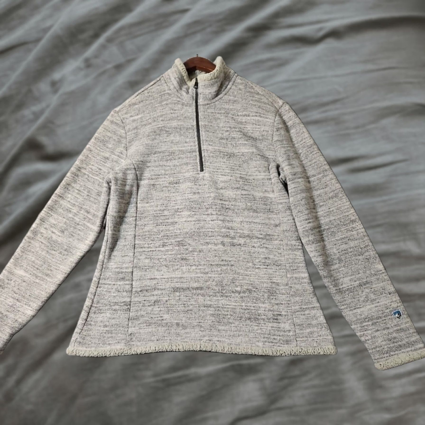 Vintage KUHL Women XL Alaska 1/4 Zip Gray Pullover Shearling Trim 4210 Size XL / US 12-14 / IT 48-50 - 1 Thumbnail
