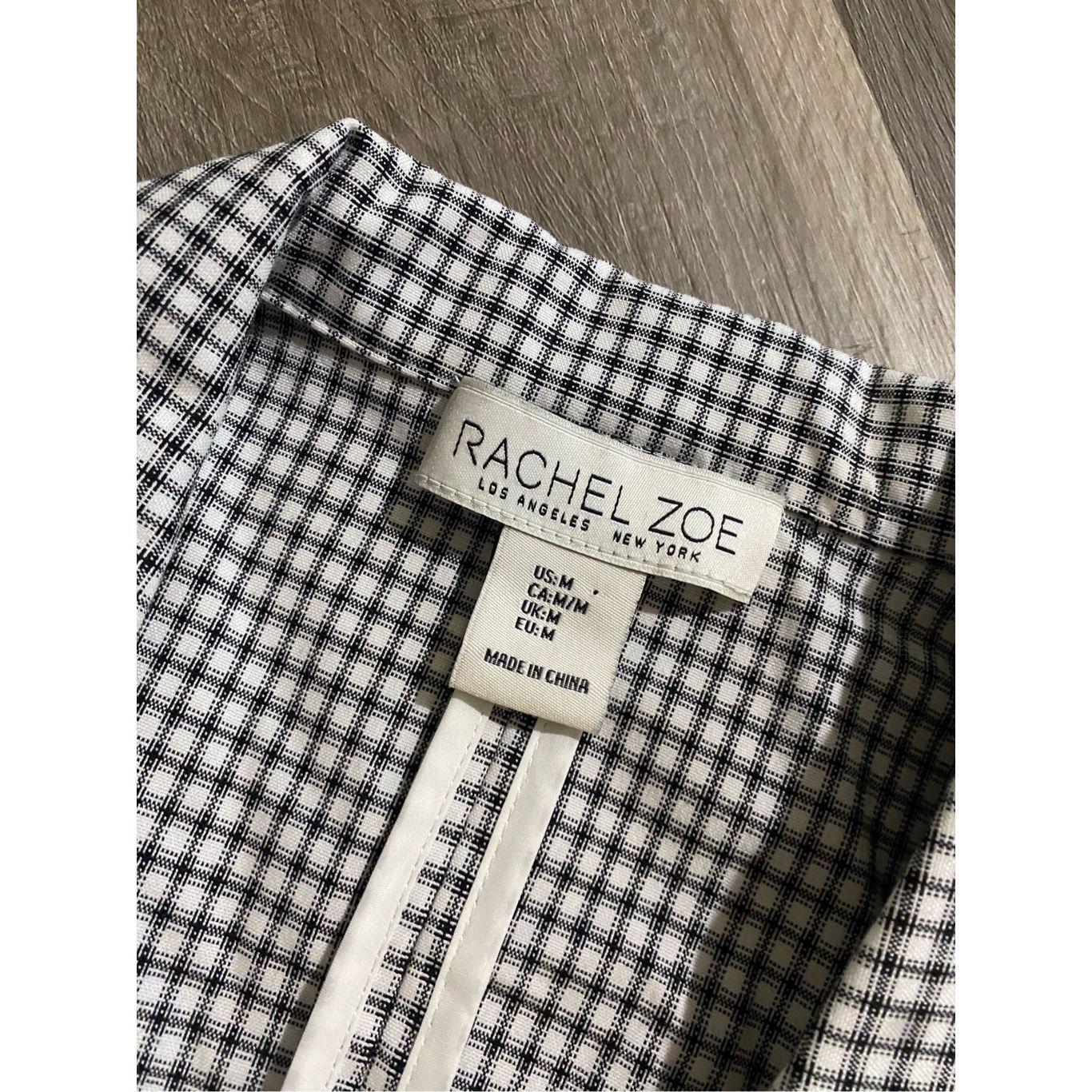 Rachel Zoe Rachel Zoe Blazer Black White Check Open Ruched Pockets Care Size M / US 6-8 / IT 42-44 - 5 Thumbnail