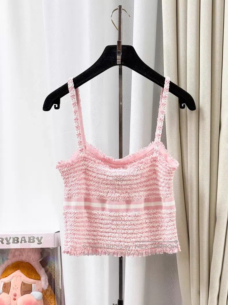 Chanel Chanel Pink striped pleated ruffled suspenders Size XS / US 0-2 / IT 36-38 - 2 Thumbnail