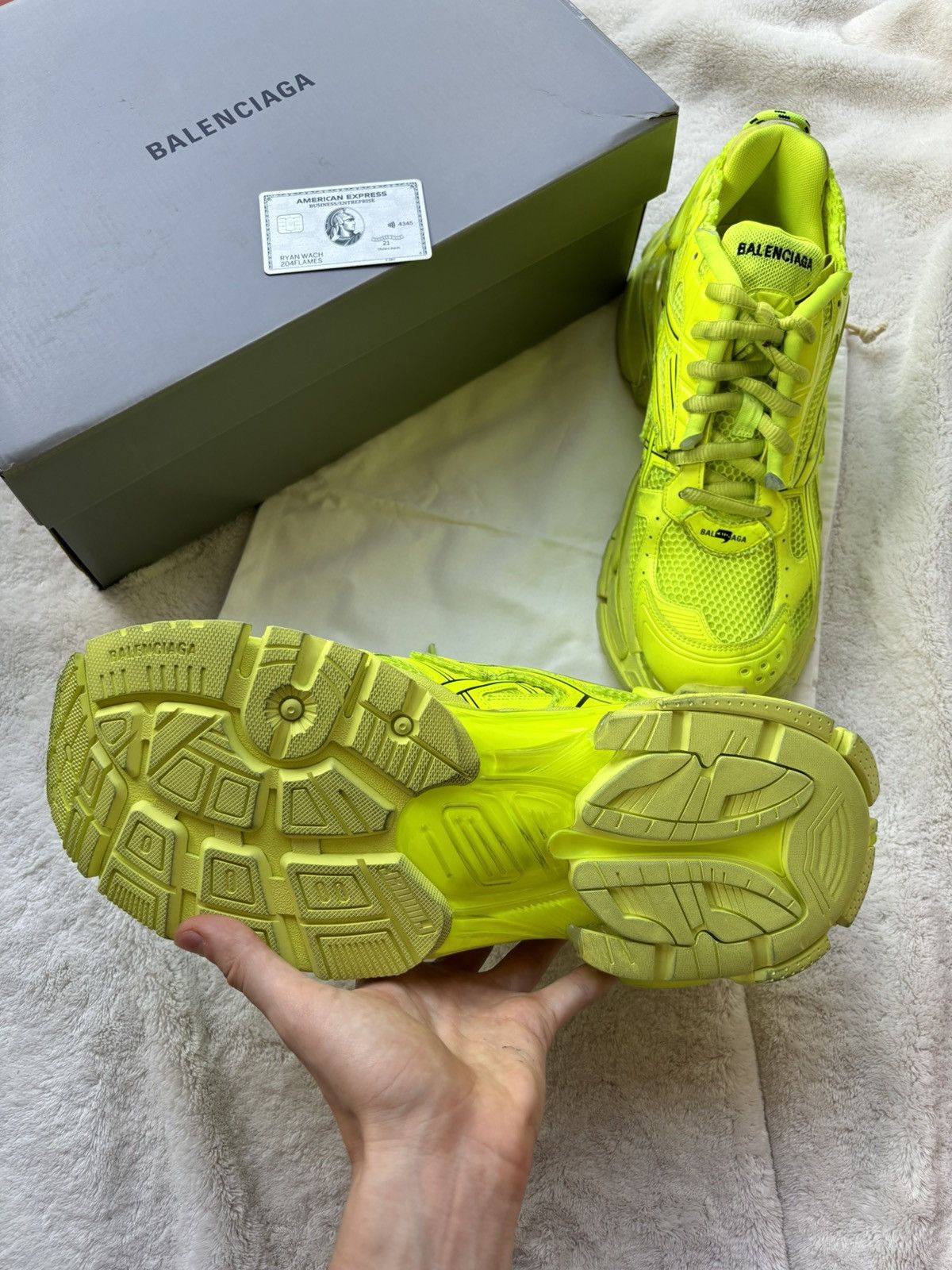 Balenciaga Balenciaga Neon Yellow Destroyed Track Sneakers Size US 15 / EU 48 - 4 Thumbnail