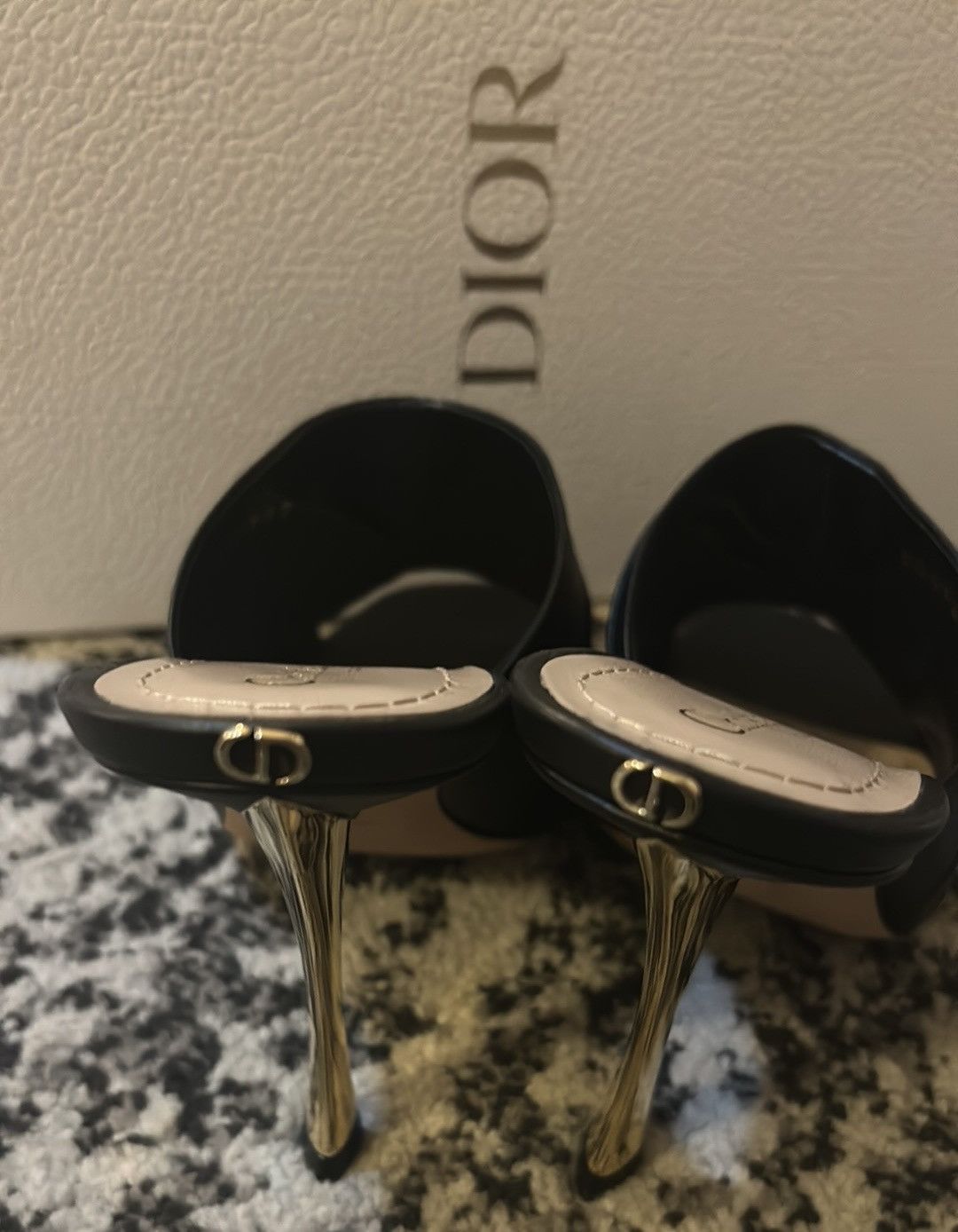Dior Christian Dior D-Fame Heeled Sandal Black Pleated Lambskin Size US 10 / IT 40 - 7 Thumbnail