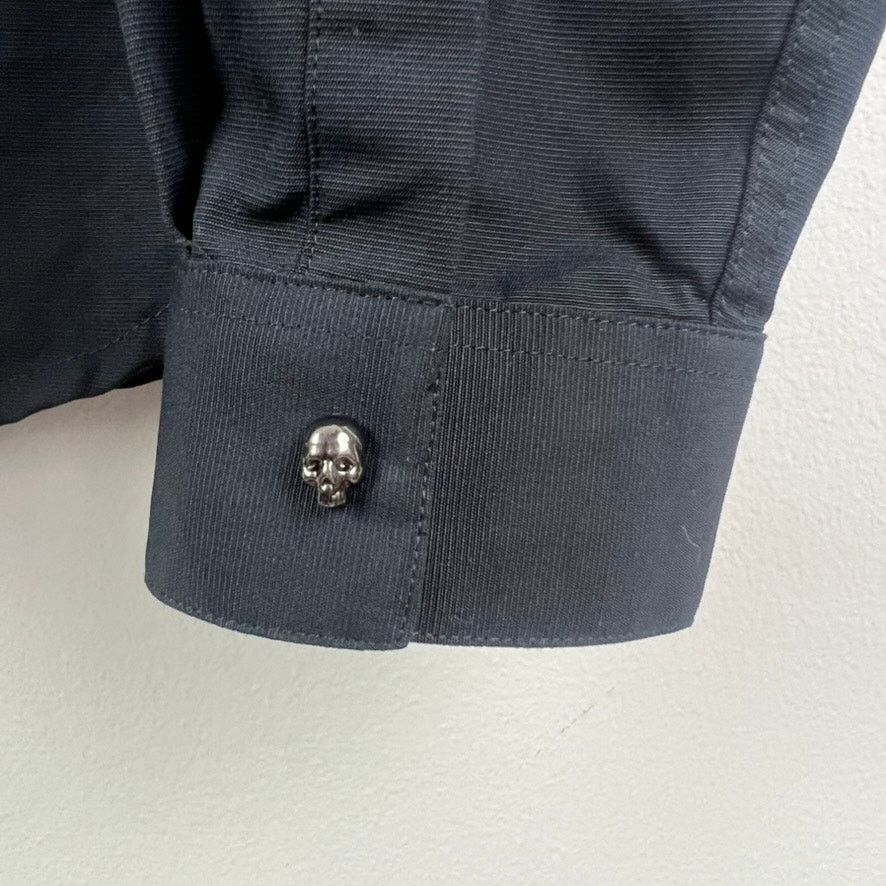 The Kooples The Kooples Fitted Mandarin Collar Skull Button Down Shirt Size US S / EU 44-46 / 1 - 4 Thumbnail