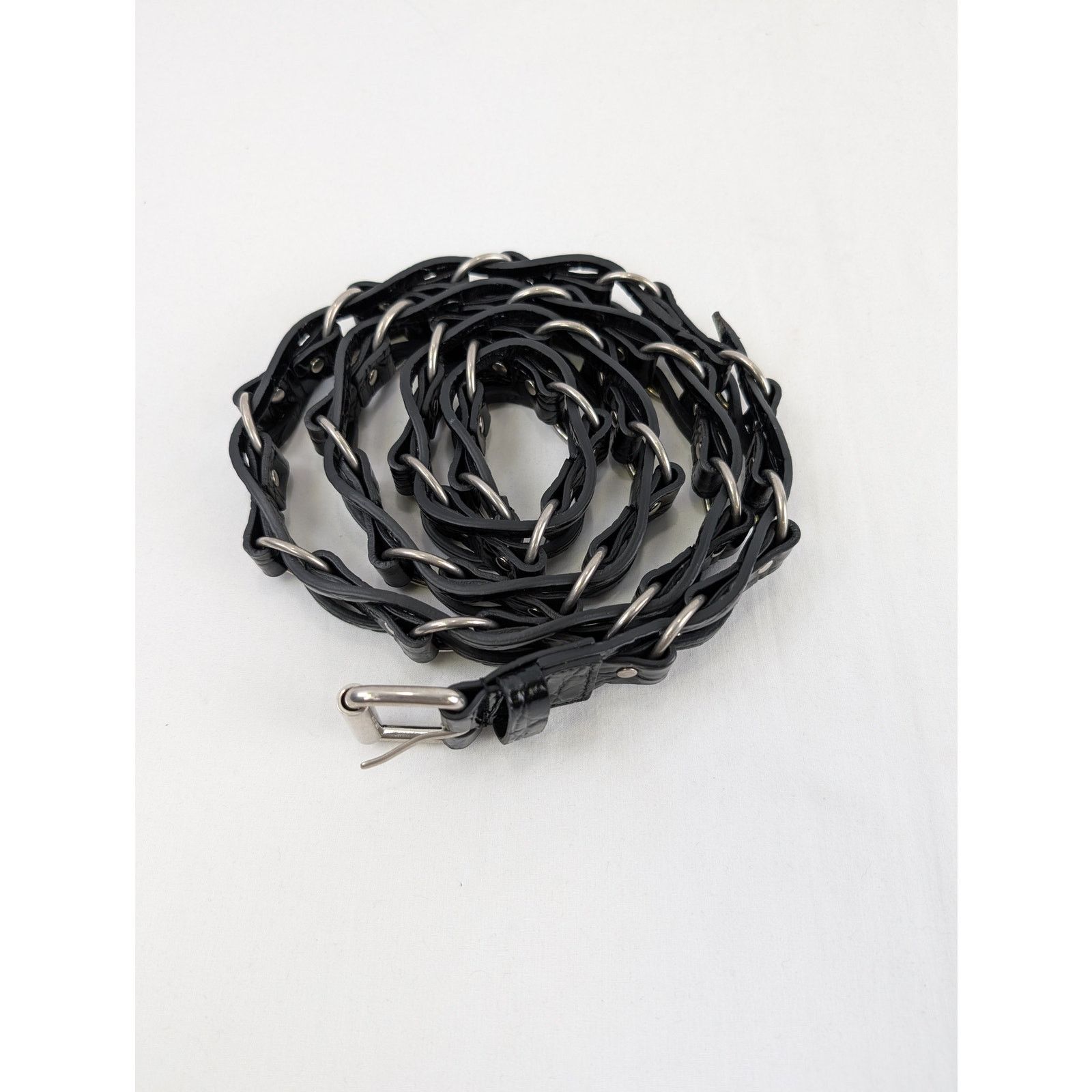 Saint Laurent Paris o1rshd1 Q:2 / Size:100/ Motorcycle Buckle Braided Belt Size 40 - 1 Thumbnail