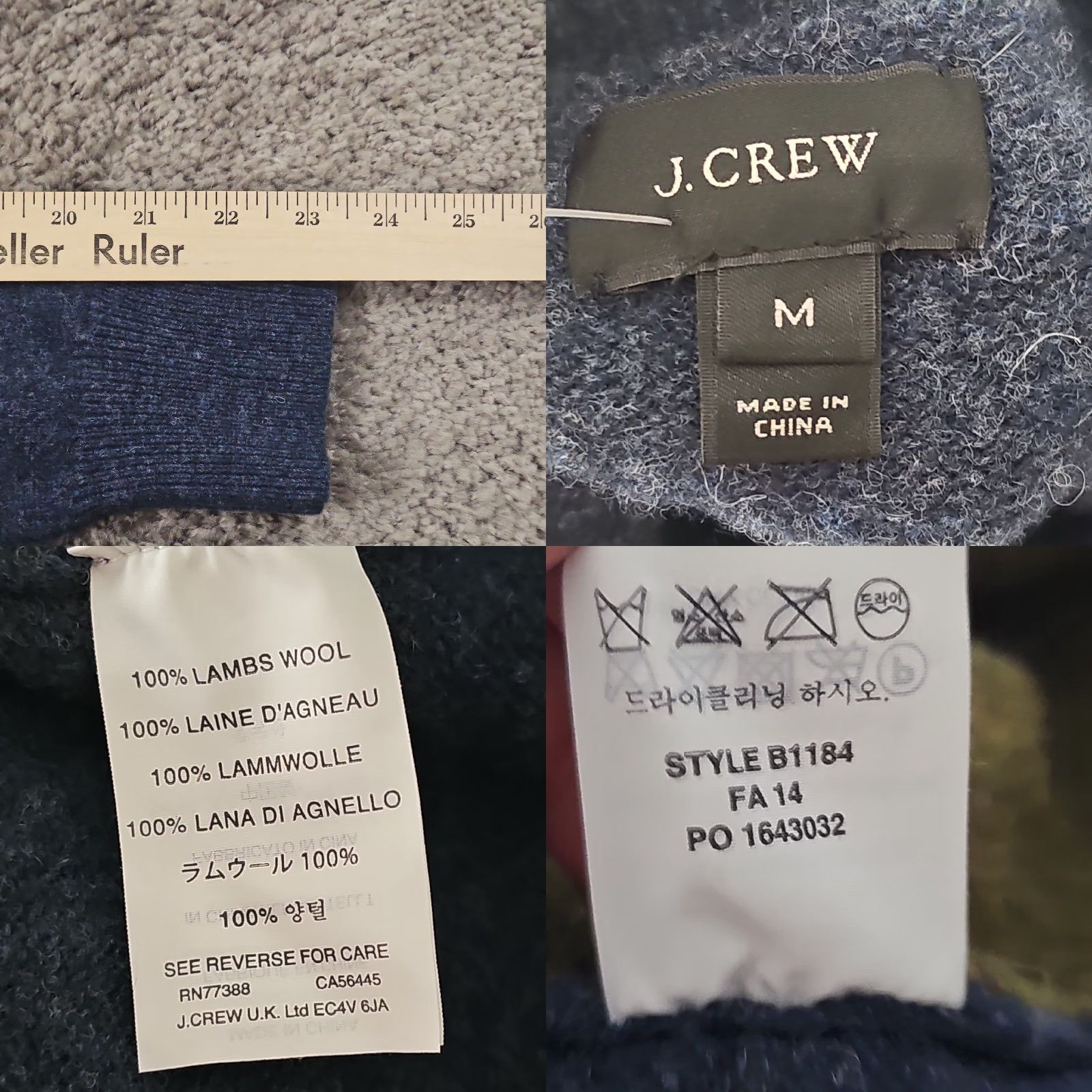 J.Crew J.CREW Sweater Mens M Green Blue Crew Neck 100% Wool Casual Regular Knit Pullover Size US M / EU 48-50 / 2 - 8 Thumbnail