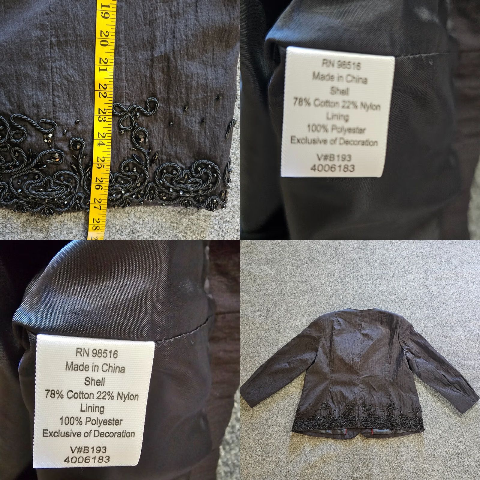Coldwater Creek Coldwater Creek Jacket Women 18W Black Taffeta Beaded Embroidery Dinner Cocktail Party/Cocktail Size XXL / US 16-18 / IT 52-54 - 8 Thumbnail