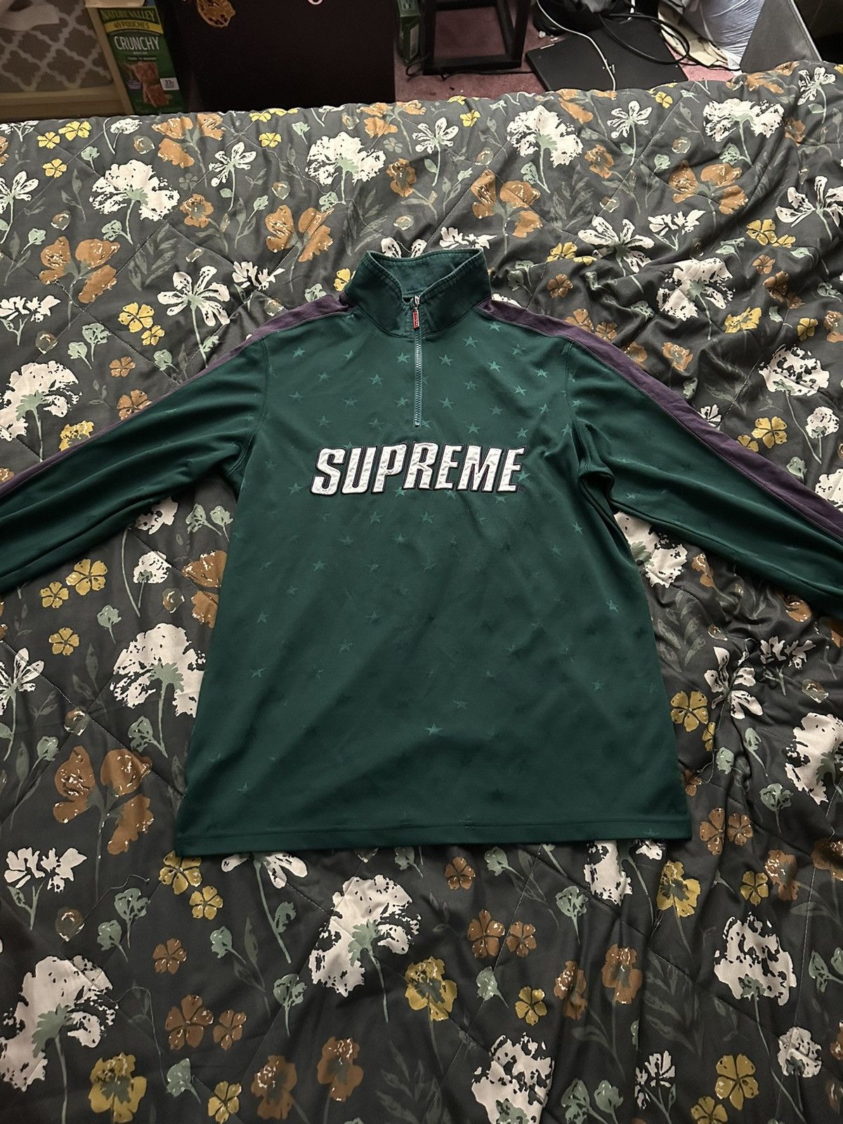 image of Supreme Half Zip Pull Over in Green, Men's (Size Medium)