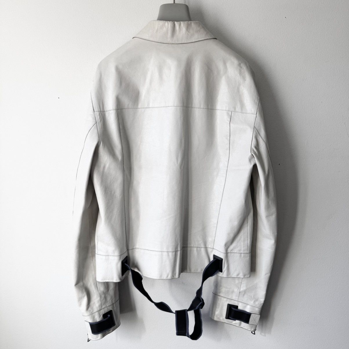 Miu Miu Miu Miu SS2000 White Belted Leather Blouson Jacket Size US L / EU 52-54 / 3 - 5 Thumbnail