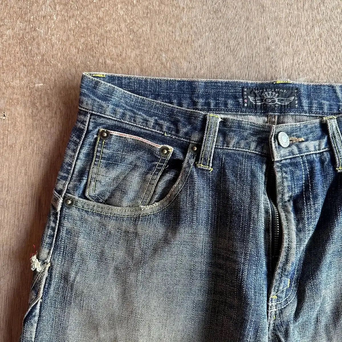 Self Edge RARE💥REDLINE JAPANESE VTG JEAN RIPPED MUDWASH DENIM PANTS Size US 31 - 5 Thumbnail