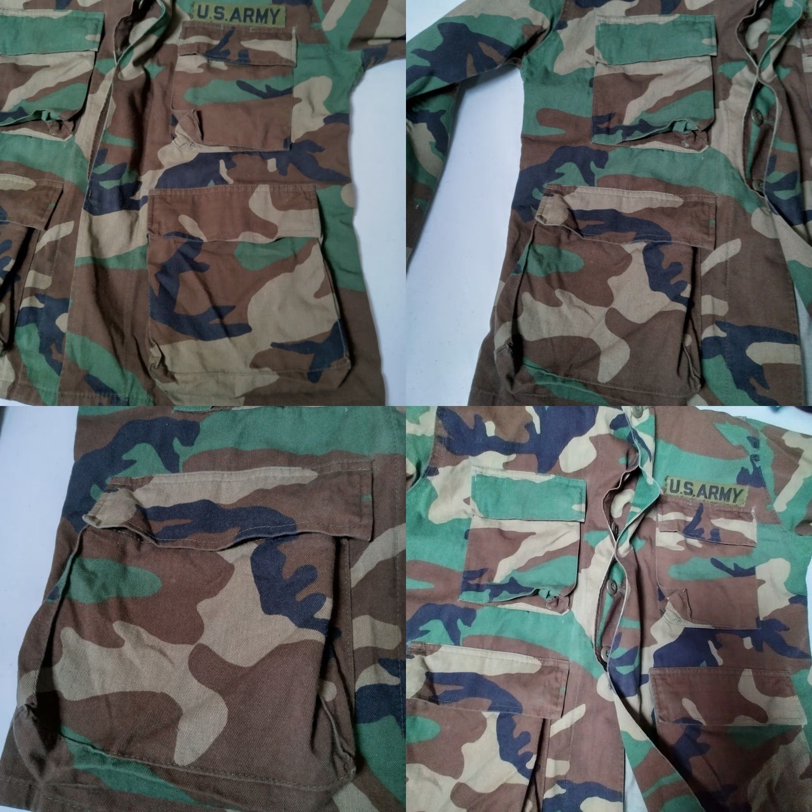 Vintage VINTAGE US ARMY Jacket Camouflage Short Wooldland Distressed Button Cargo Pockets Military CW US Army Patch Small Short Mens Jacket Size US 29 - 9 Thumbnail