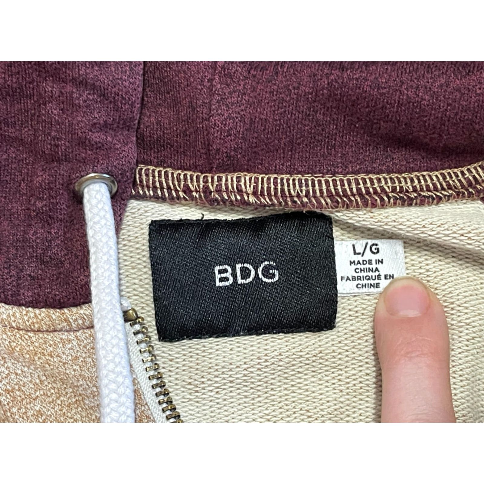 Bdg BDG Hoodie Women’s Large Brown Maroon Full Zip Sweater Regular Fit Size L / US 10 / IT 46 - 5 Thumbnail
