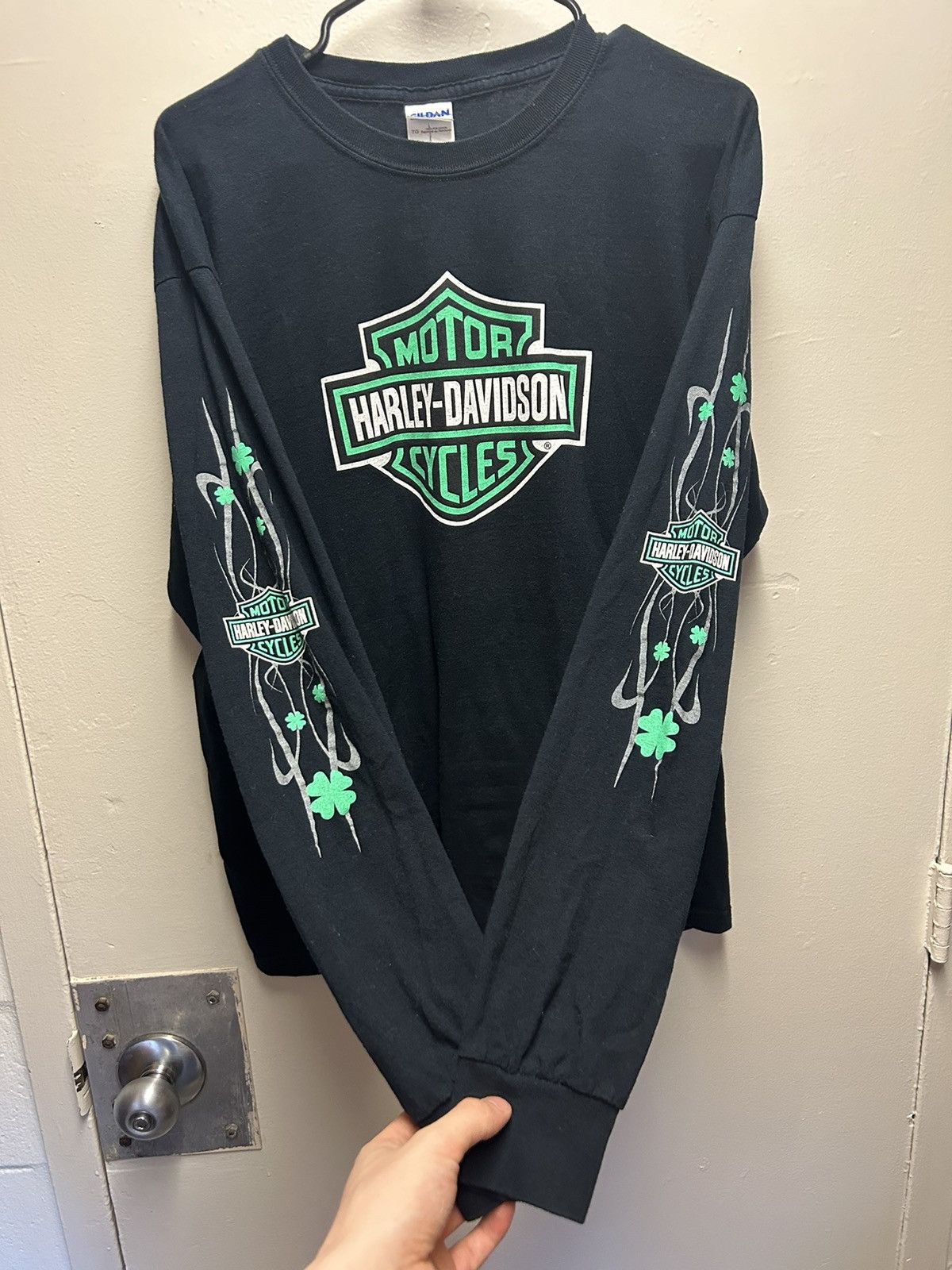 Vintage Vintage Green Flame Harley Davidson Long Sleeve 4gseller 