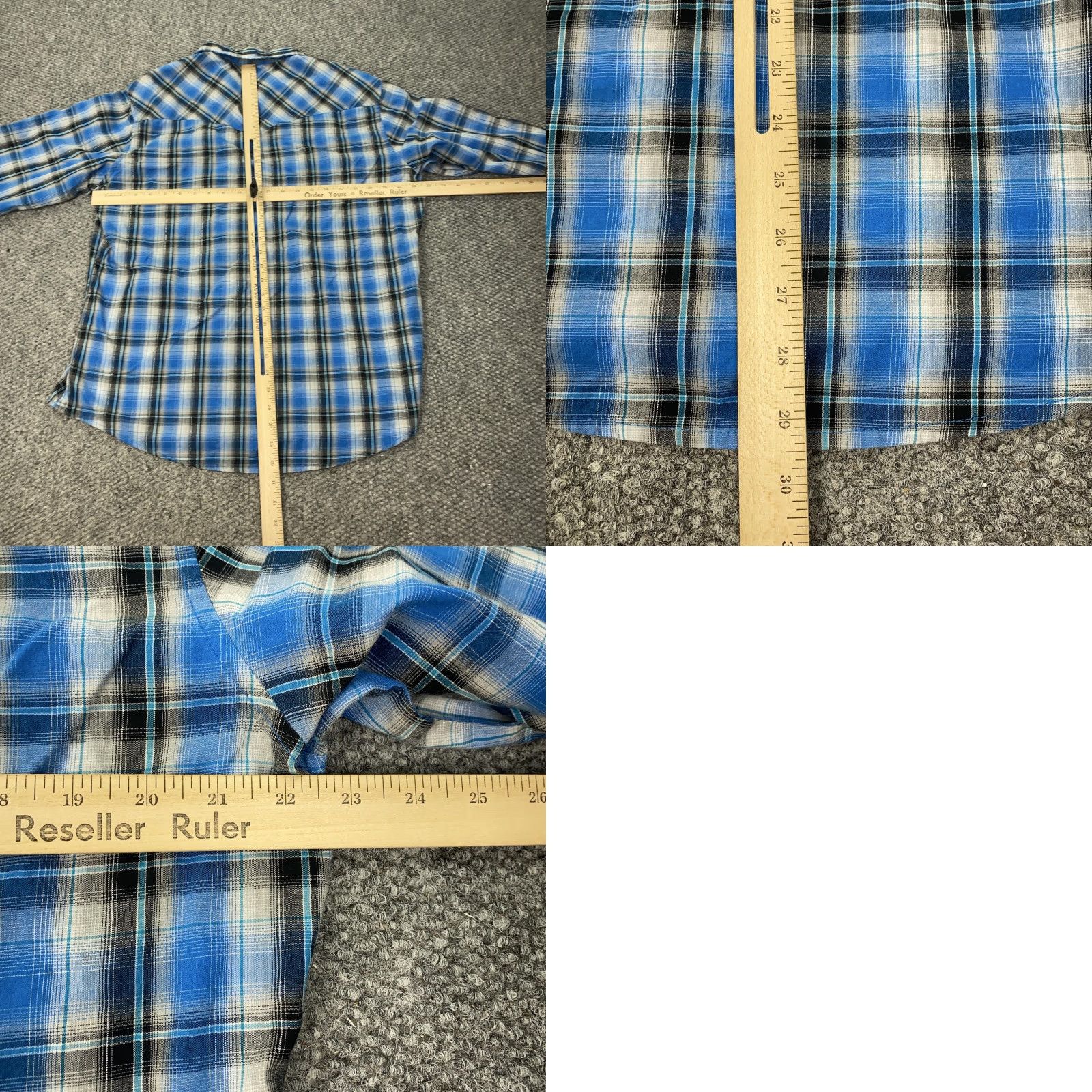Wrangler Wrangler Shirt Large Blue Plaid Western Fashion Snap Pearl Pockets Rodeo Mens Size US L / EU 52-54 / 3 - 8 Thumbnail