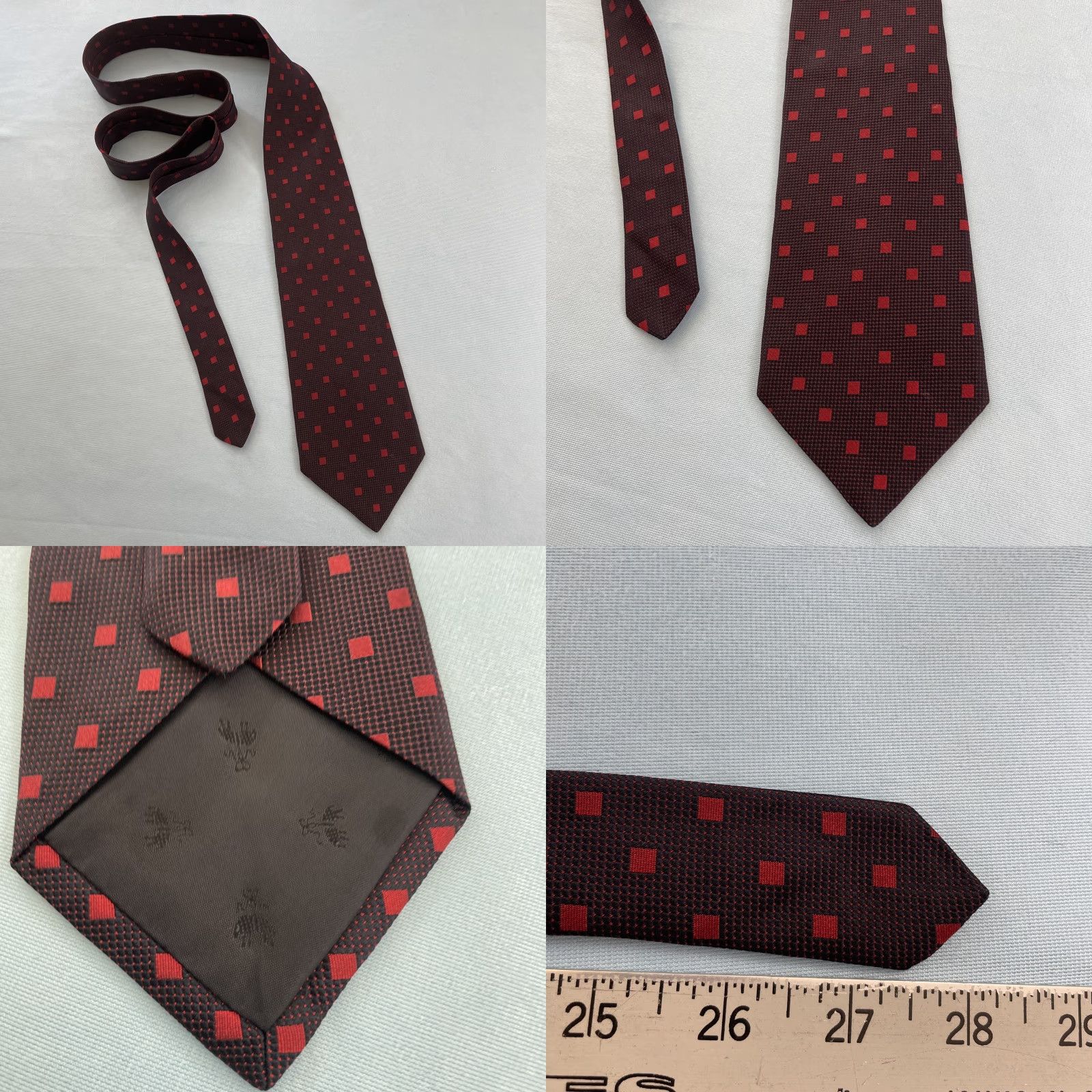 Brooks Brothers VINTAGE Brooks Brothers Makers Silk Tie Woven USA Geometry Red Black 59" 100% Silk Designer Men Tie Wide 1990s Size ONE SIZE - 11 Thumbnail