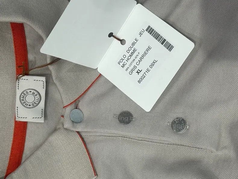Hermes Hermes Polo men's equestrian series short-sleeve, stone gr Size US XL / EU 56 / 4 - 3 Thumbnail