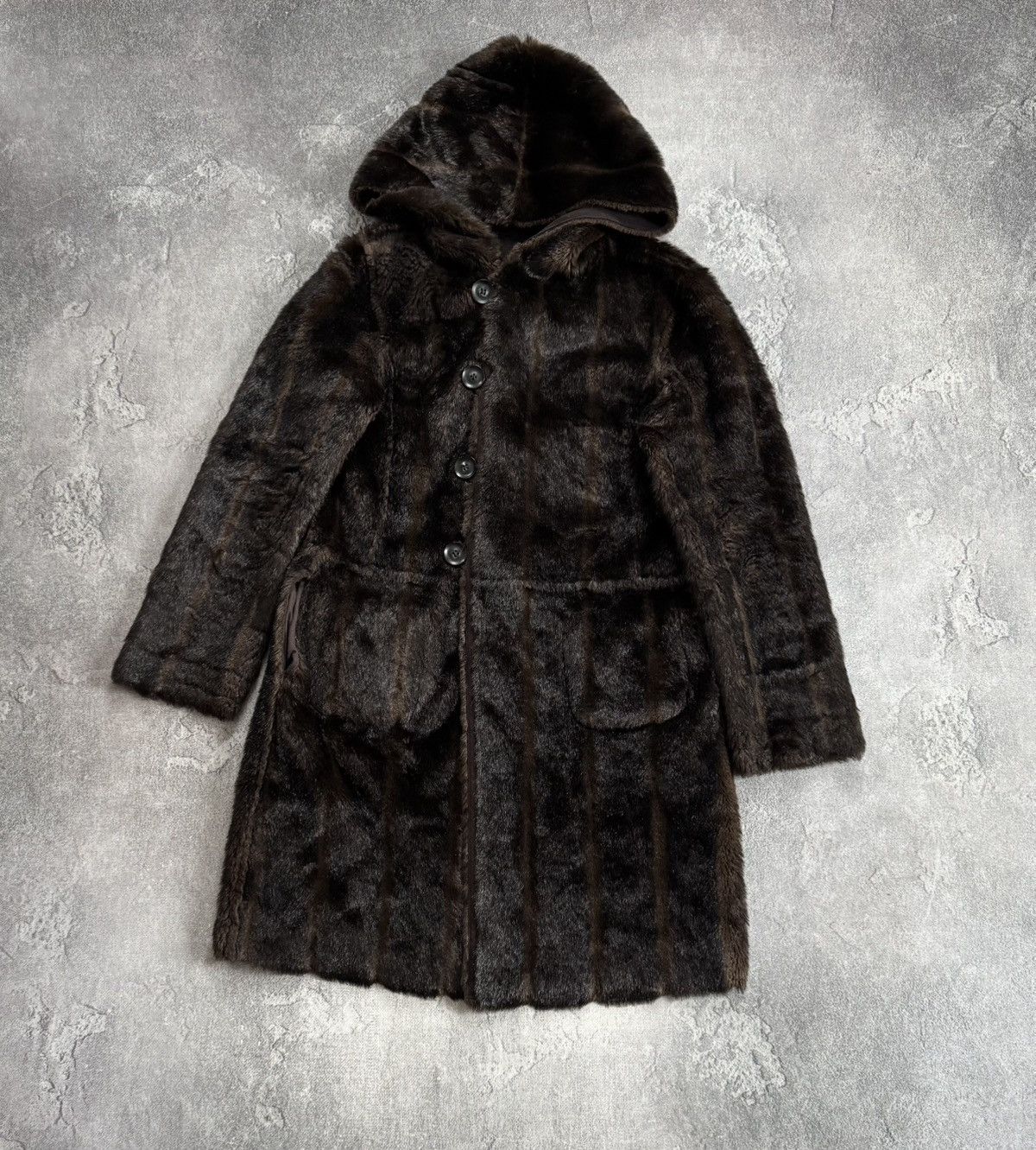 Armani Armani Jeans EU44/US8 brown Faux Fur coat hooded jacket 90s Size M / US 6-8 / IT 42-44 - 7 Thumbnail