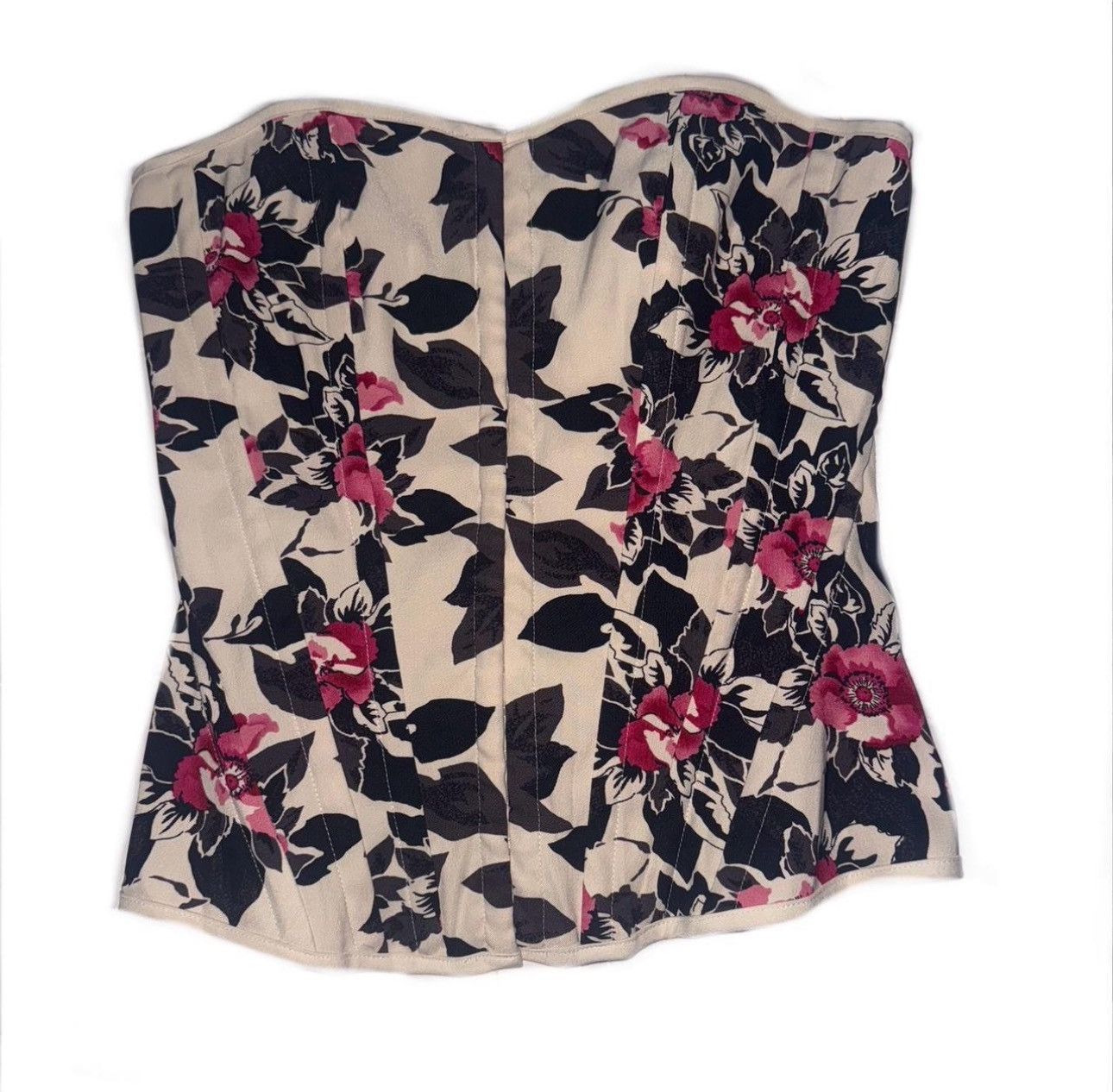 Other Charlotte Russe Corset Top in Cream w/ Pink Roses — Fits S/M Size S / US 4 / IT 40 - 5 Thumbnail