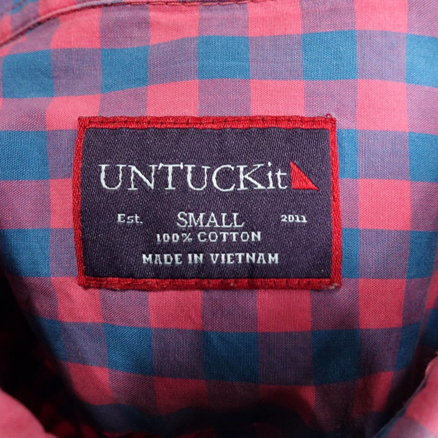 UNTUCKit UNTUCKit Shirt Mens Small Red Blue Check Button-Down Long Sleeve Cotton Casual Size US S / EU 44-46 / 1 - 6 Thumbnail