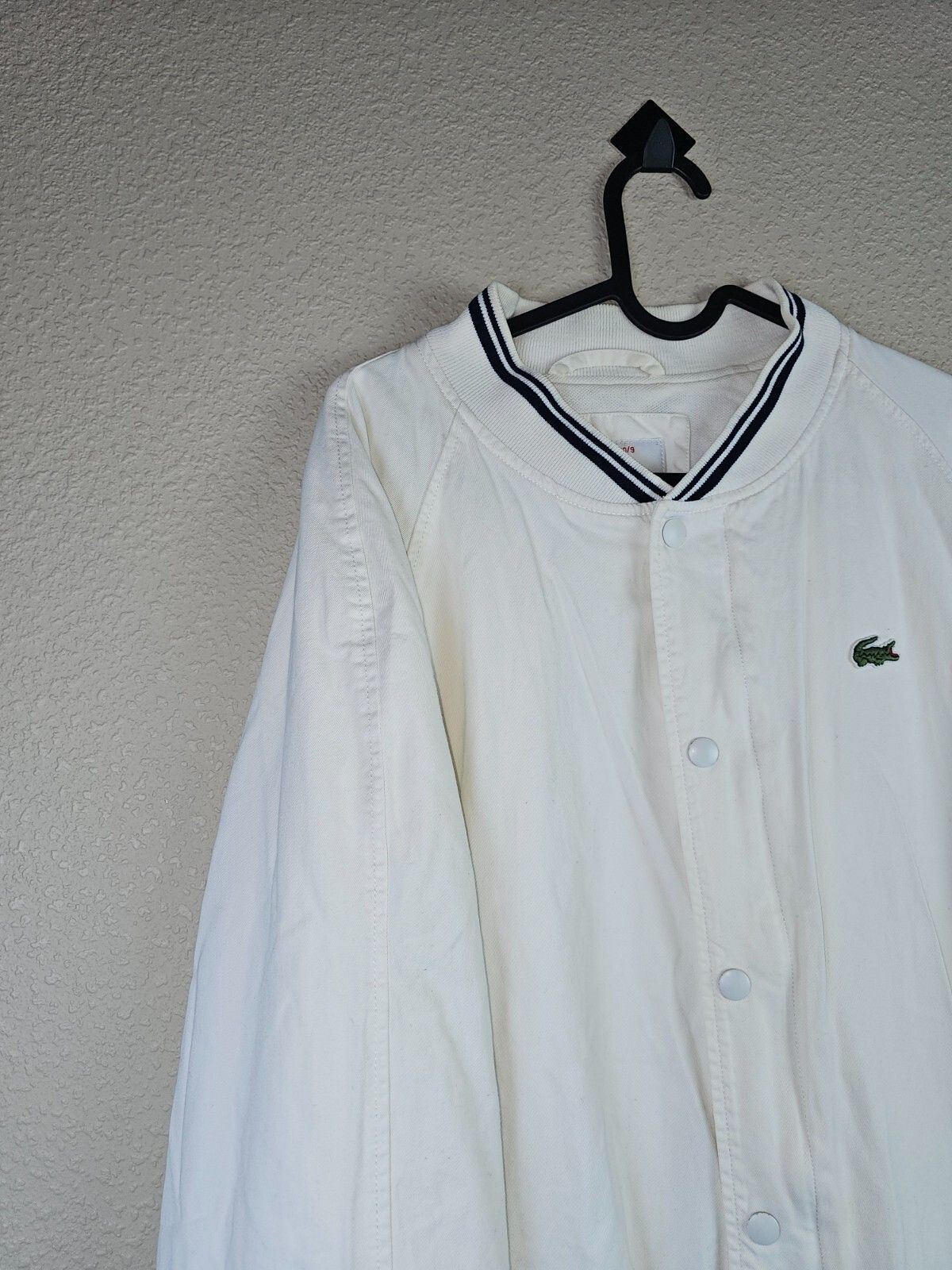 Lacoste Vintage 90s Lacoste Bomber Jacket Made in Italy XL White Size US XL / EU 56 / 4 - 5 Thumbnail